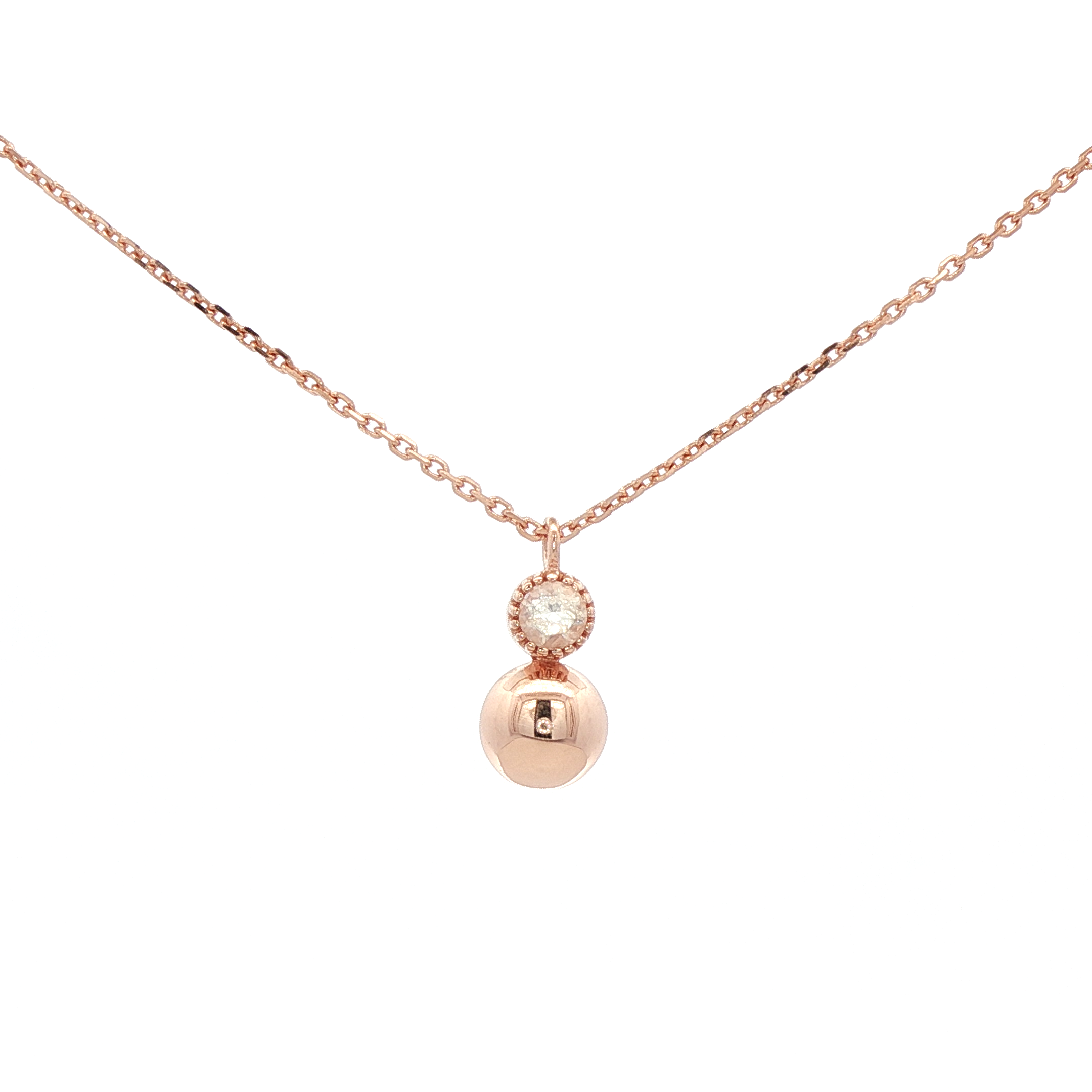 925RG MINI DOME AND MOONSTONE RAIBOW NECKLACE