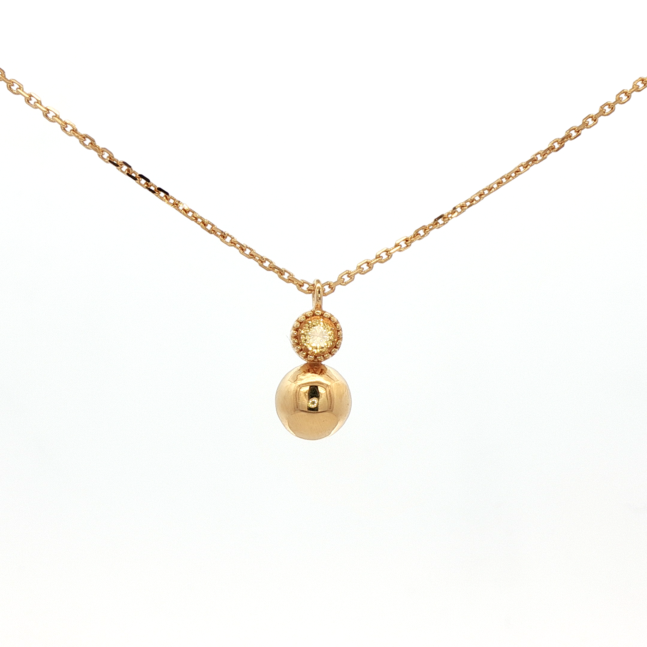 925YG MINI DOME AND CITRINE NECKLACE