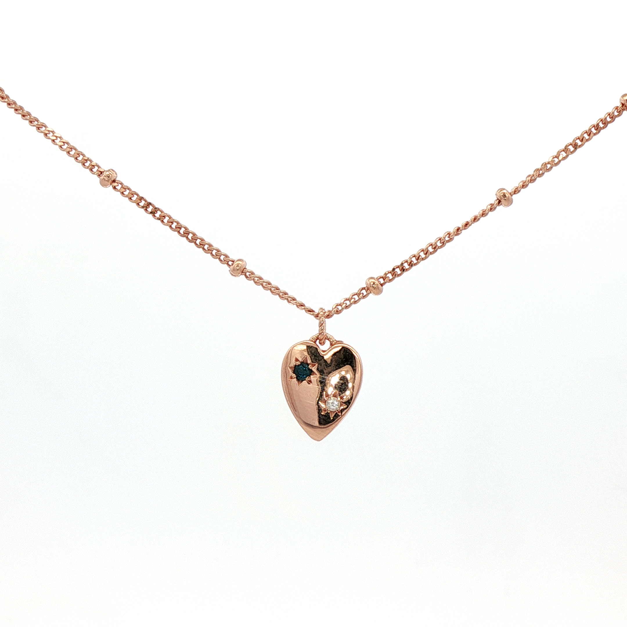 925RG HEART AND STAR TOPAZ BLUE WITH MOONSTONE NECKLACE