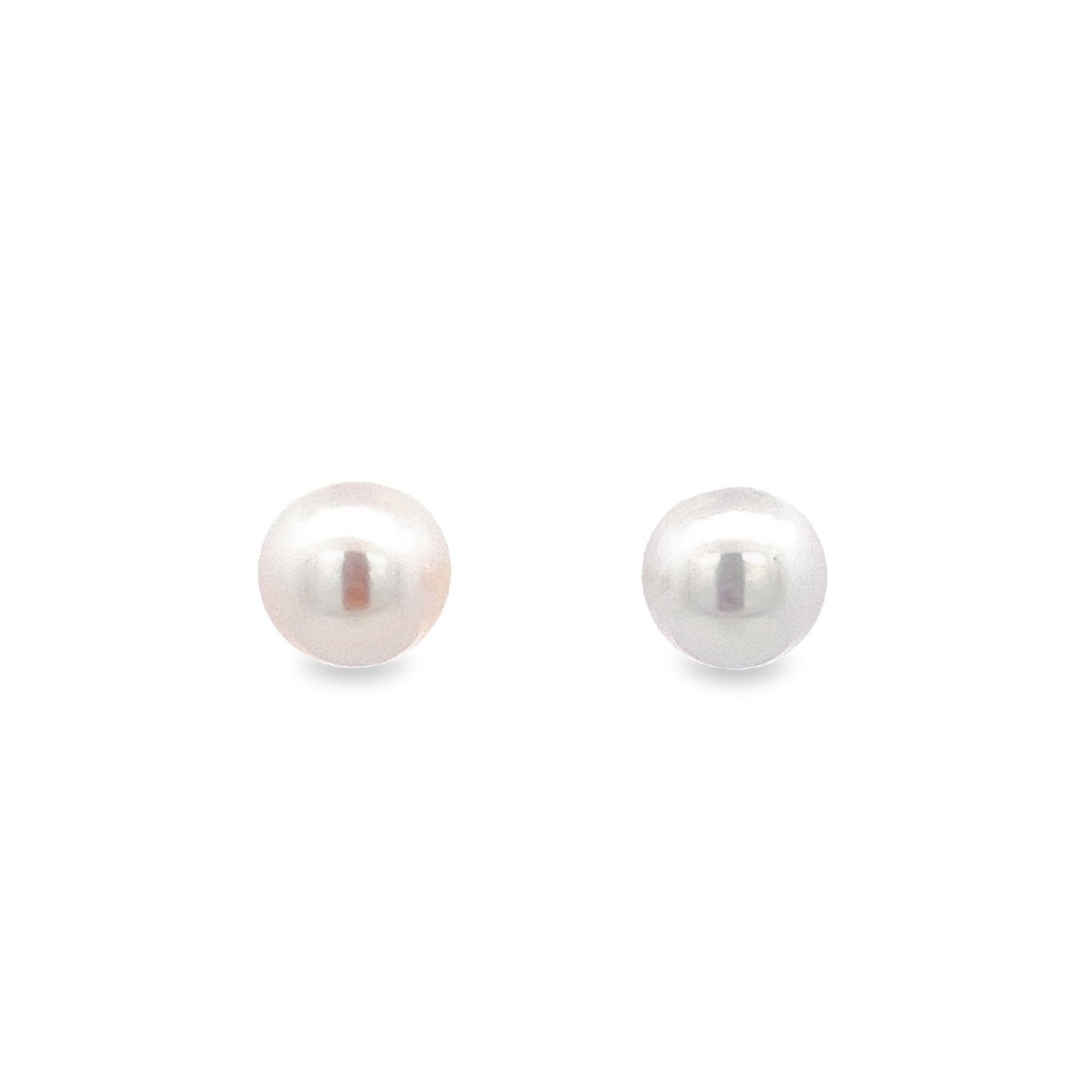 18KY ROUND PEARL STUD WITH 8MM EARRINGS - C'SANTOS