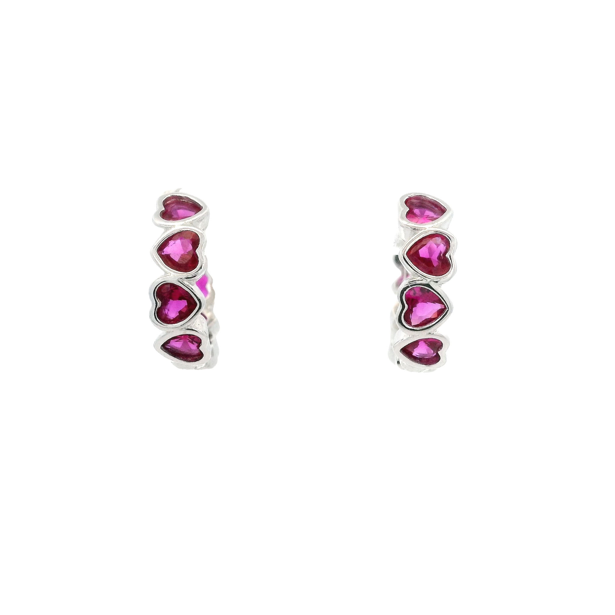 925SS BAZEL MINI HEARTS PINK CZ HUGGIES