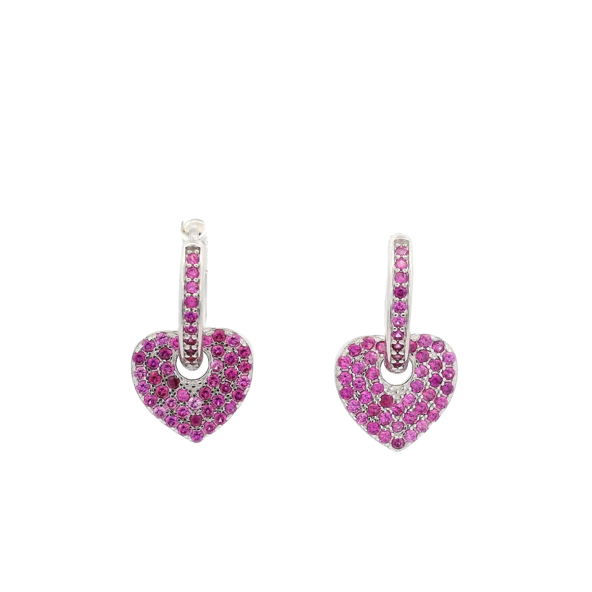 925SS HEART HANGING FUCHSIA CZ HUGGIES