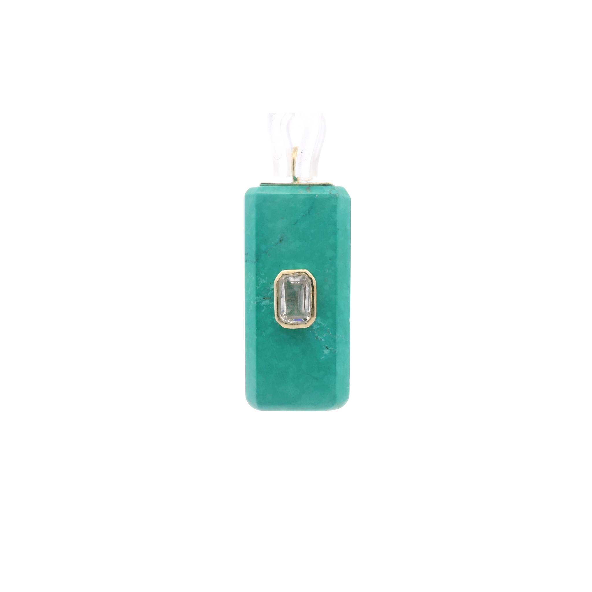 925YG BAGUETTE AMAZONITE CENTER AMETHYST CHARM