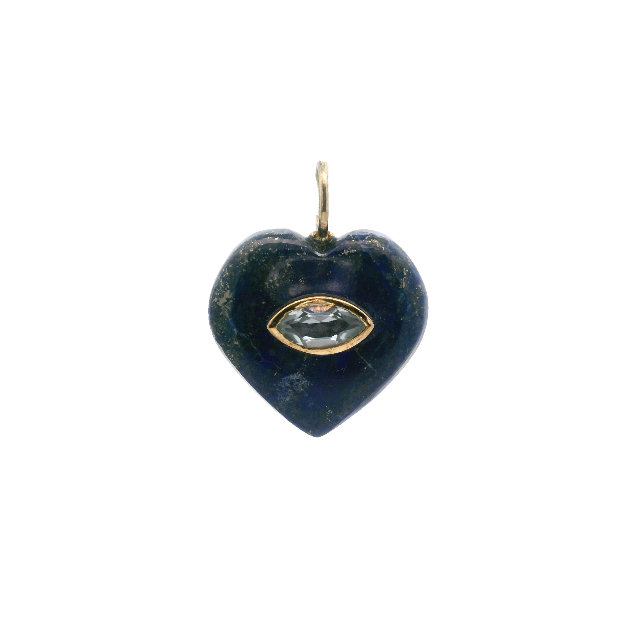 925YG HEART LAPIS LAZULI CENTER AQUAMARINE CHARM