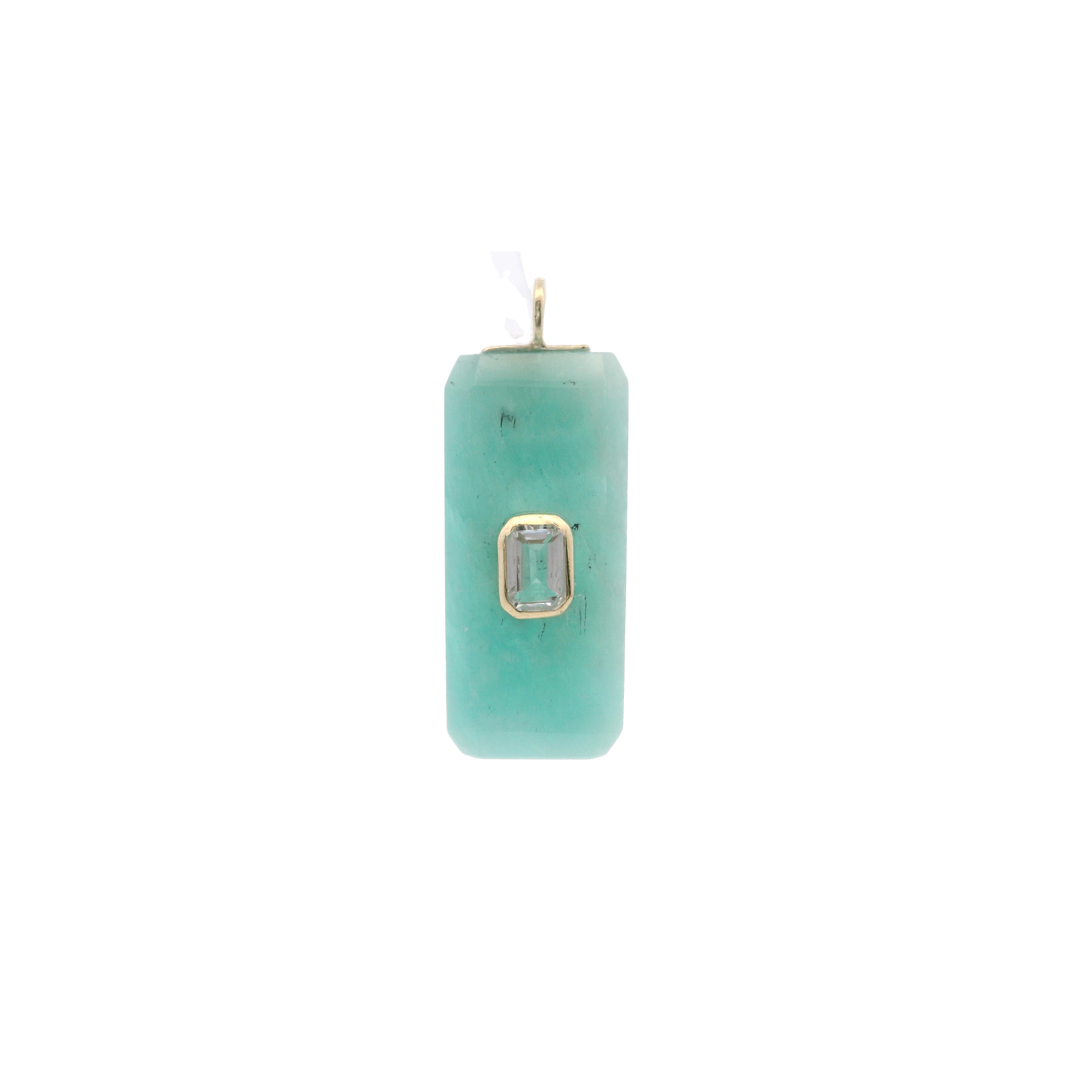 925YG BAGUETTE AMAZONITE CENTER TOPAZ WHITE CHARM