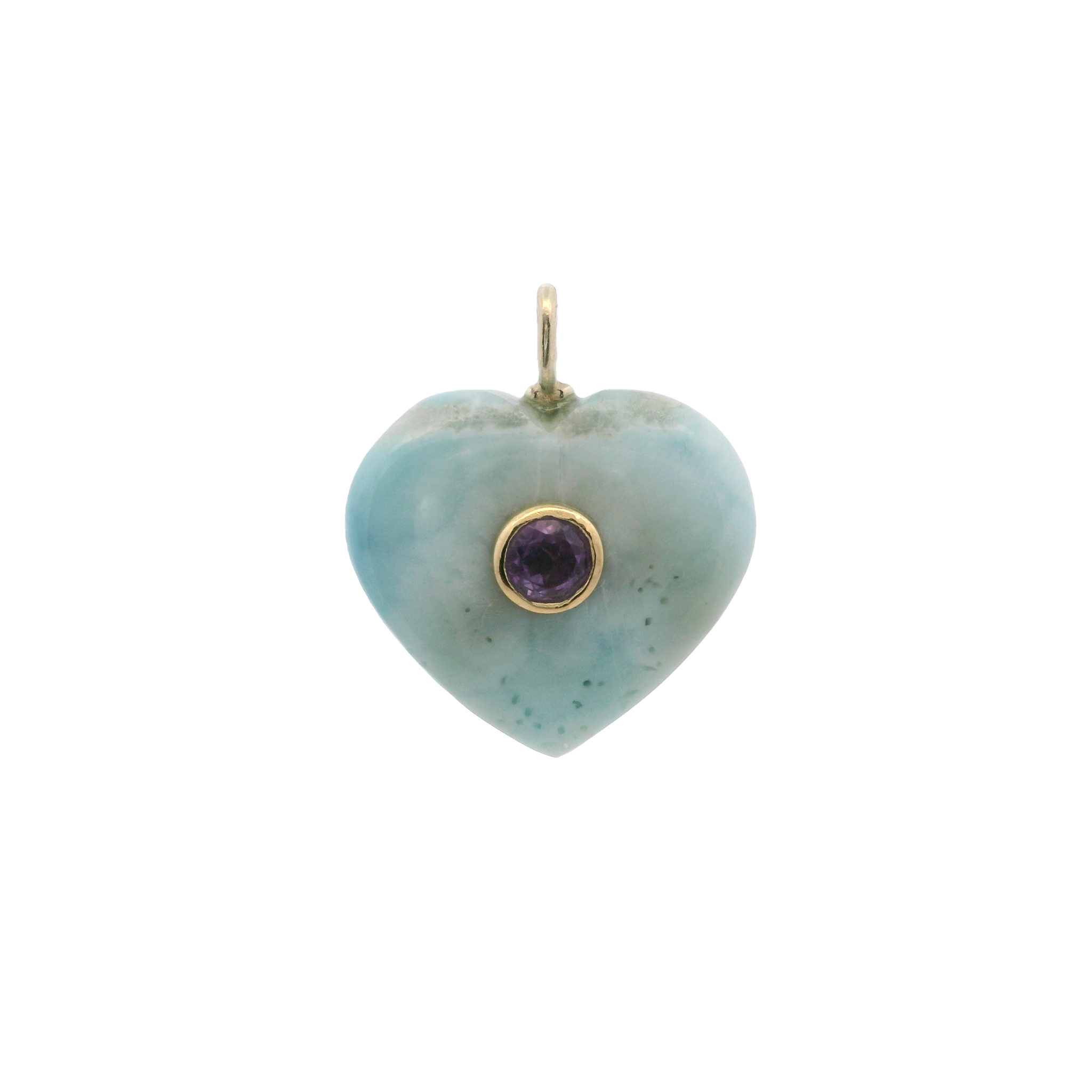 925YG HEART LARIMAR CENTER AMETHYST CHARM