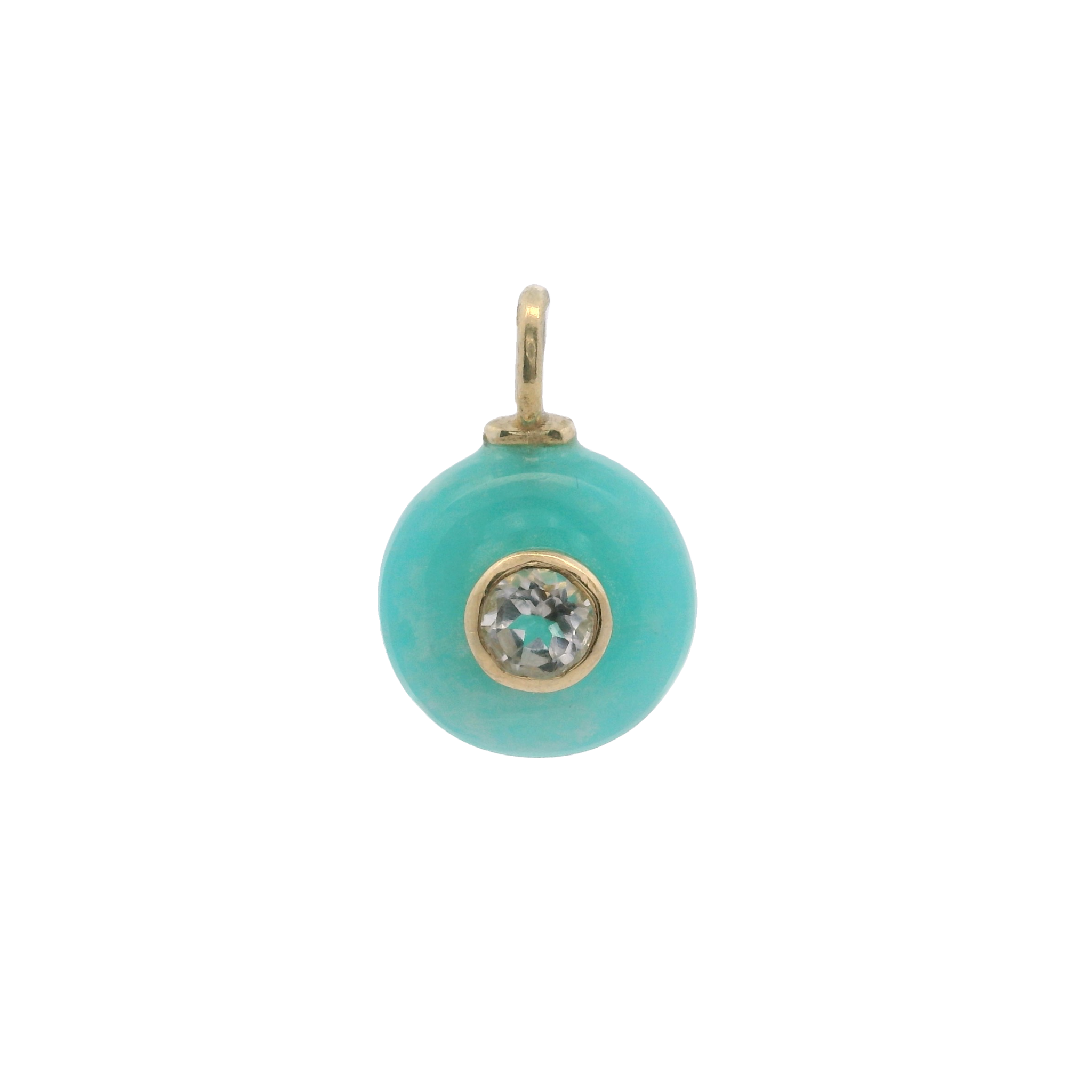925YG ROUND CUT AMAZONITE CENTER TOPAZ WHITE CHARM
