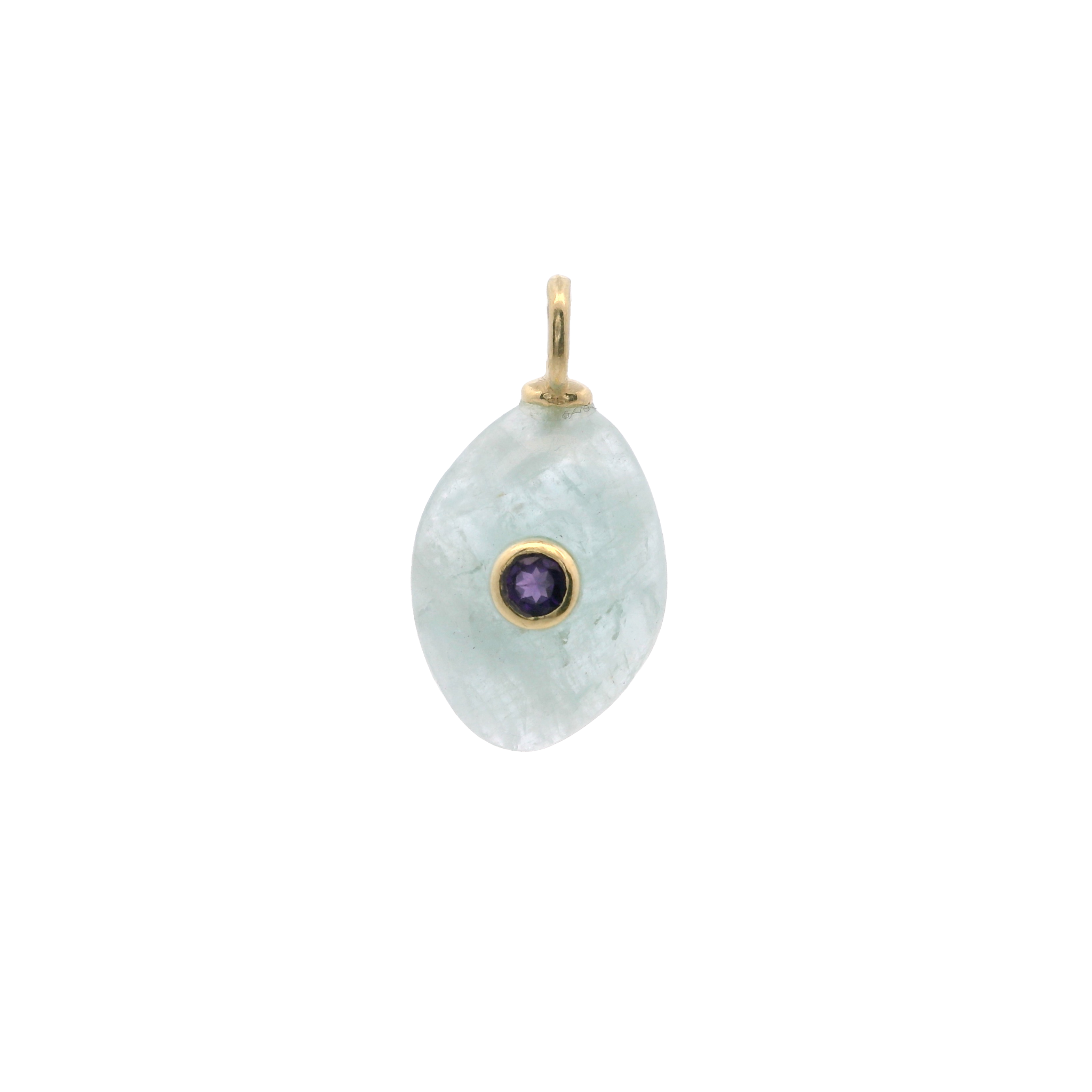 925YG DROP AQUAMARINE CENTER AMETHYST CHARM