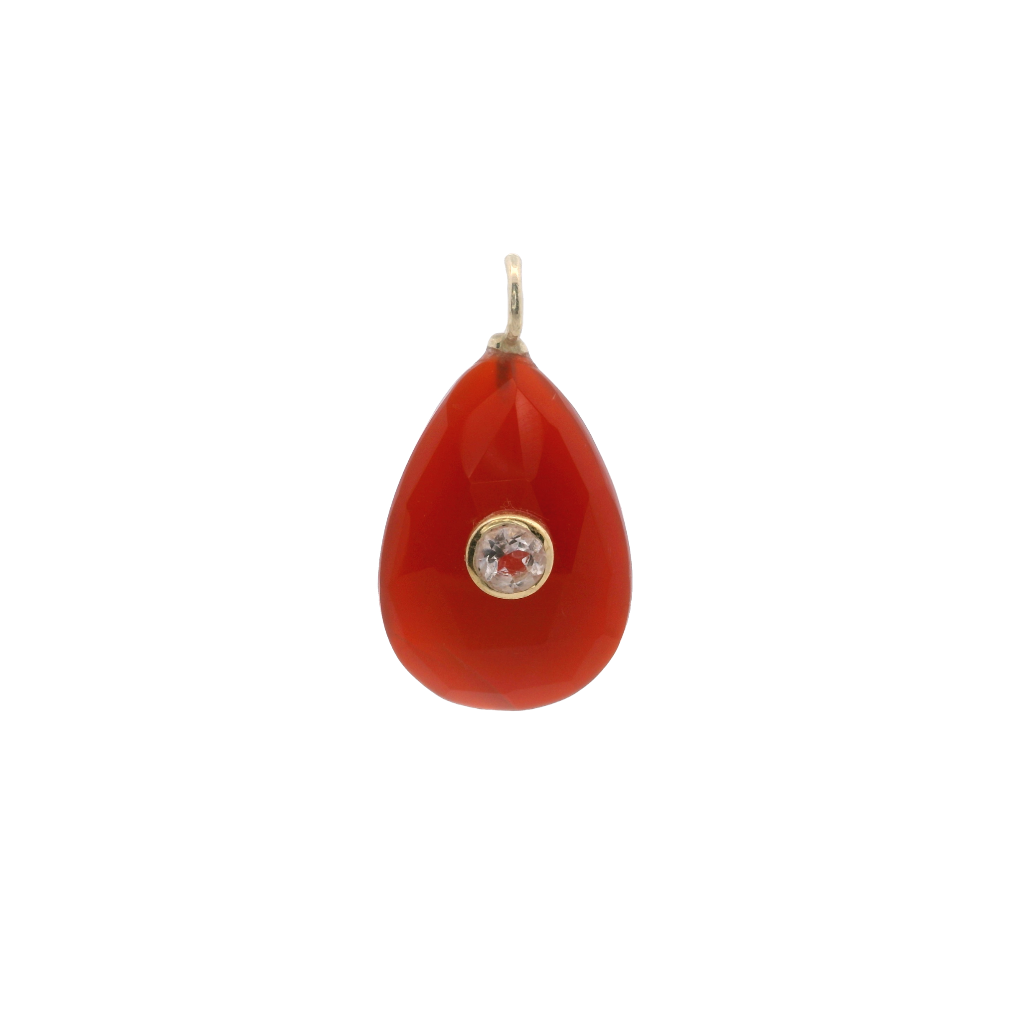 925YG DROP CARNELIAN CENTER TOPAZ WHITE CHARM