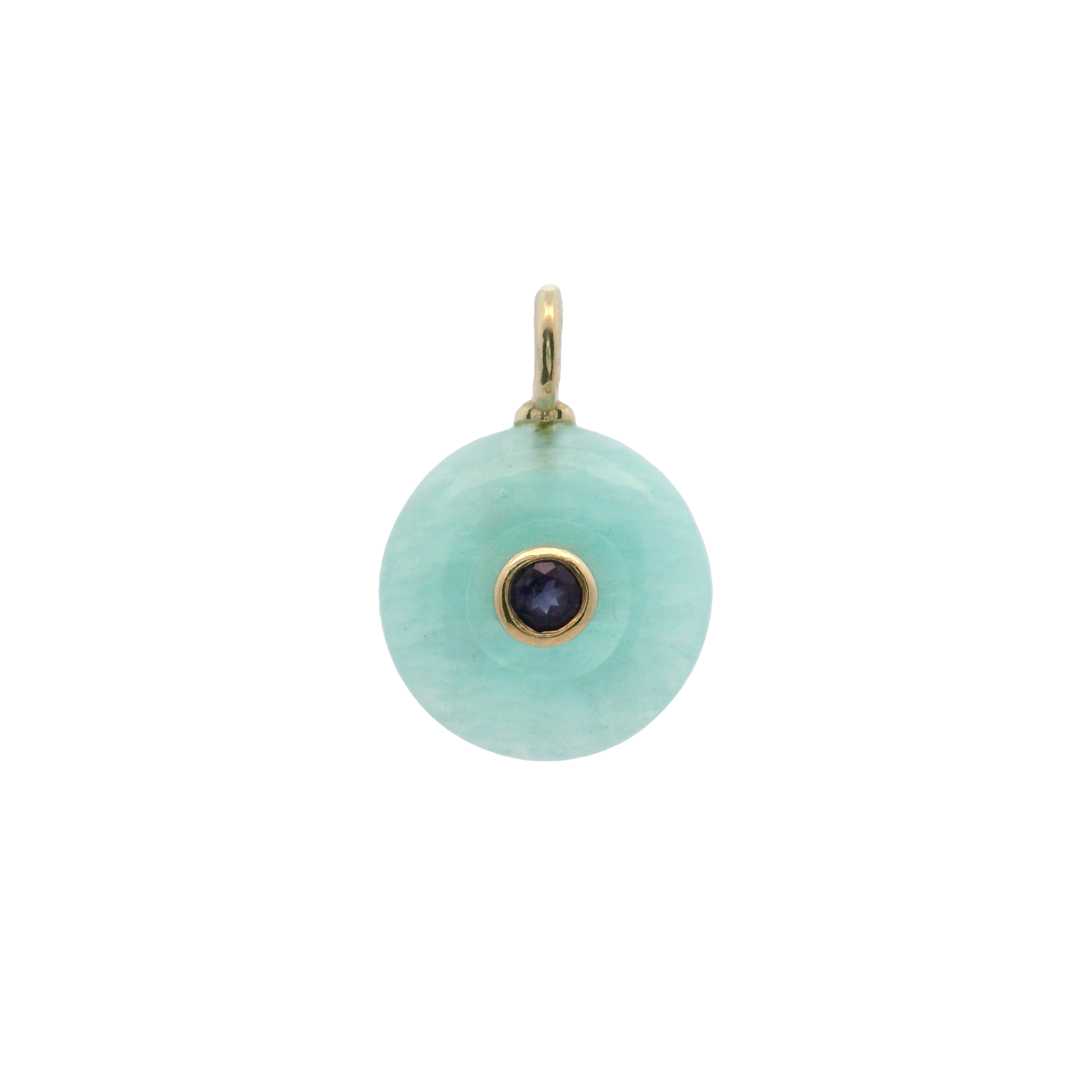 925YG ROUND CUT AMAZONITE CENTER AMETHYST CHARM