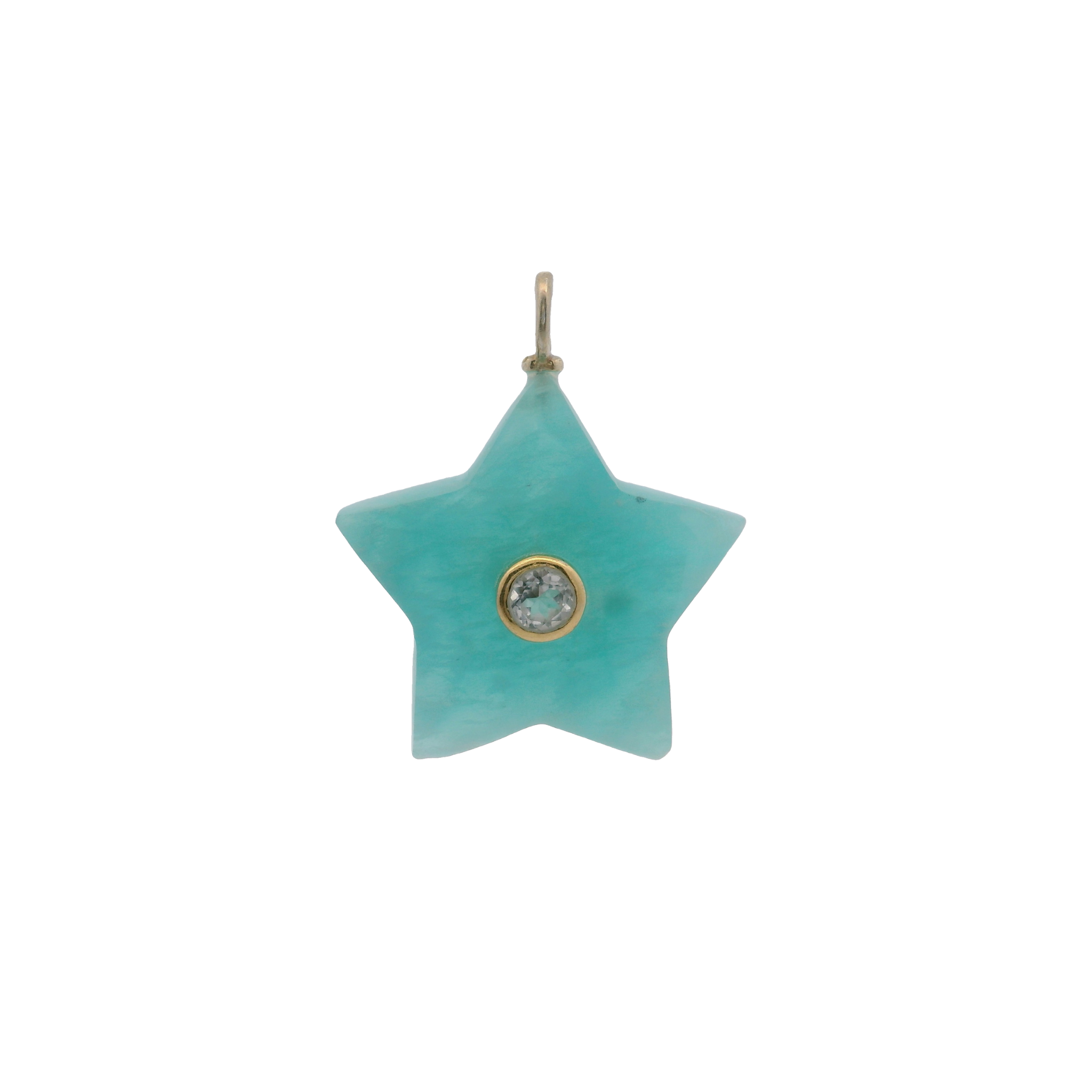 925YG STAR AMAZONITE CENTER TOPAZ WHITE CHARM