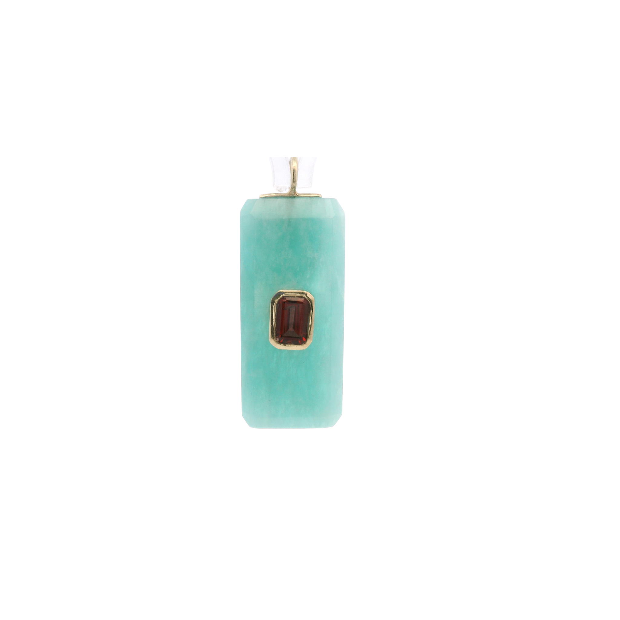 925YG BAGUETTE AMAZONITE CENTER GARNET CHARM