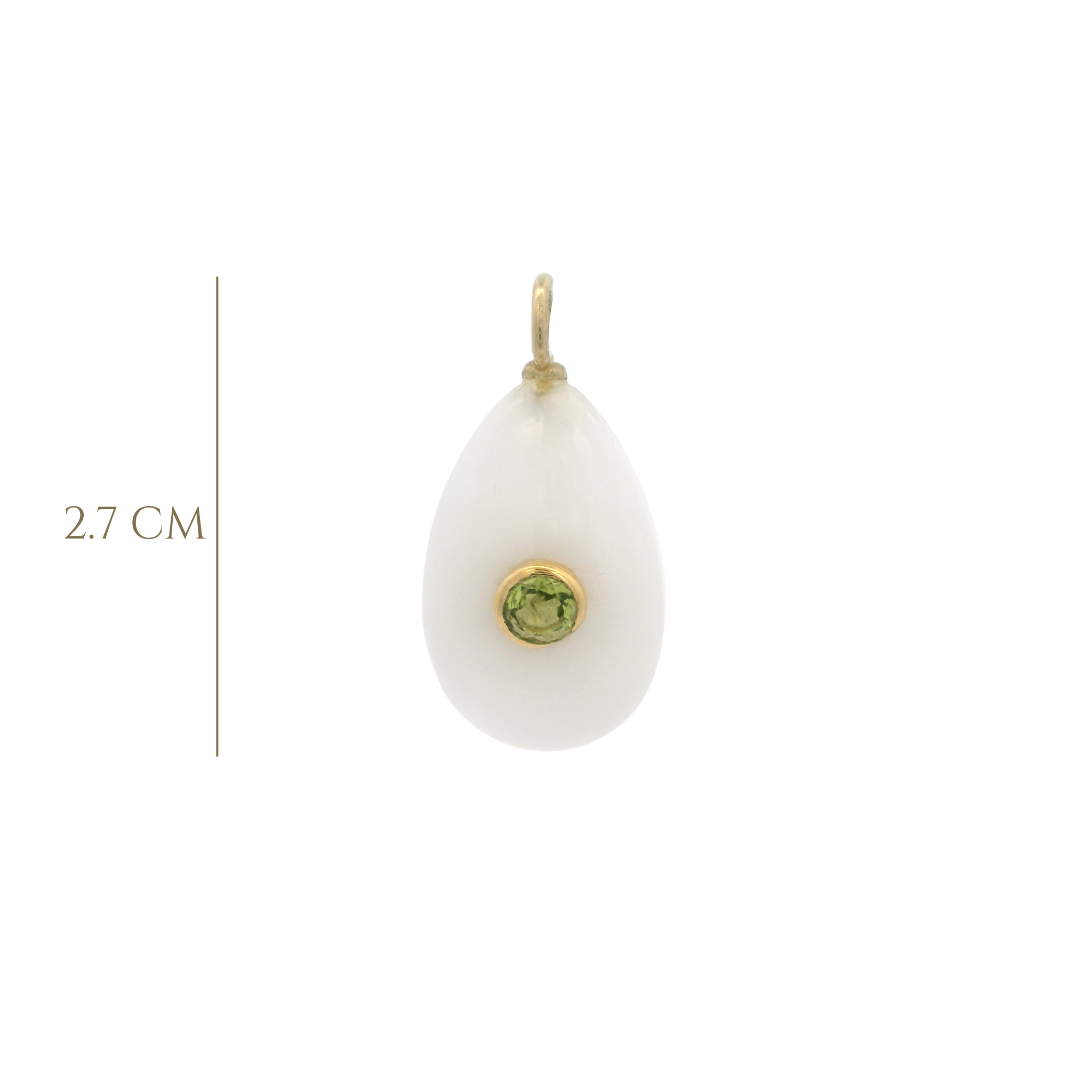 925YG DROP MOOSTONE CENTER PERIDOT CHARM
