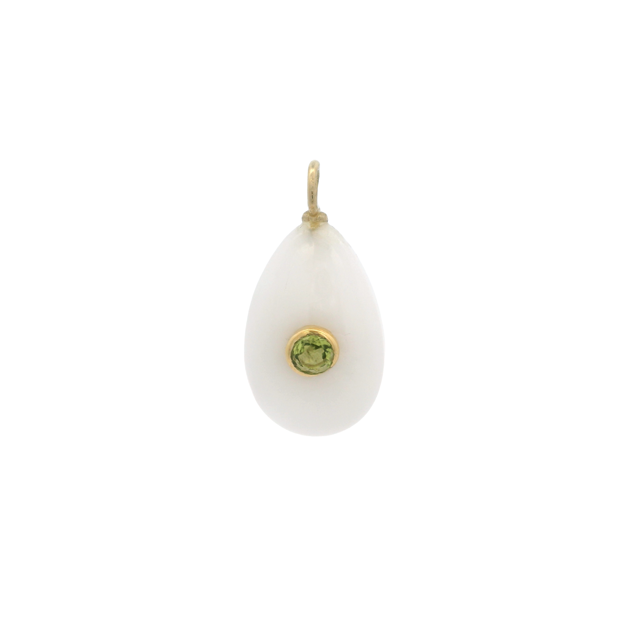 925YG DROP MOOSTONE CENTER PERIDOT CHARM