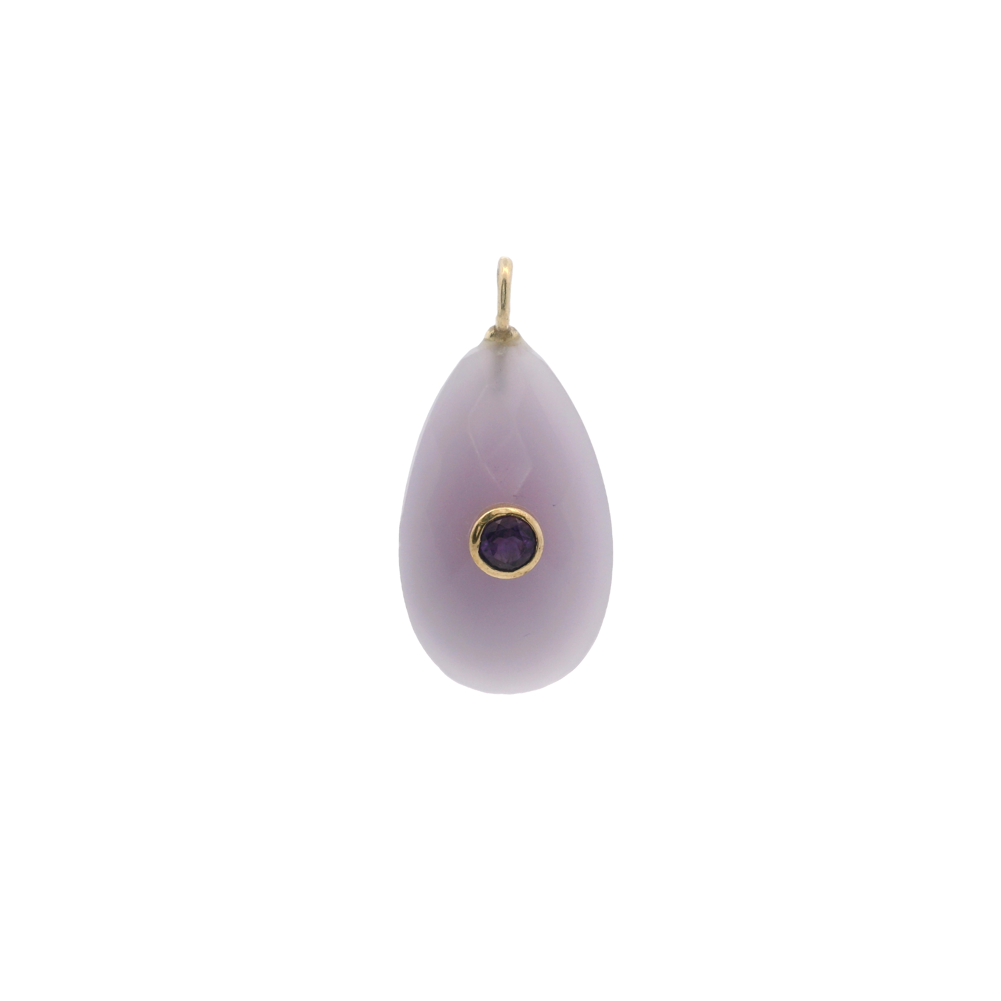 925YG DROP CHALCEDONY CENTER AMETHYST CHARM