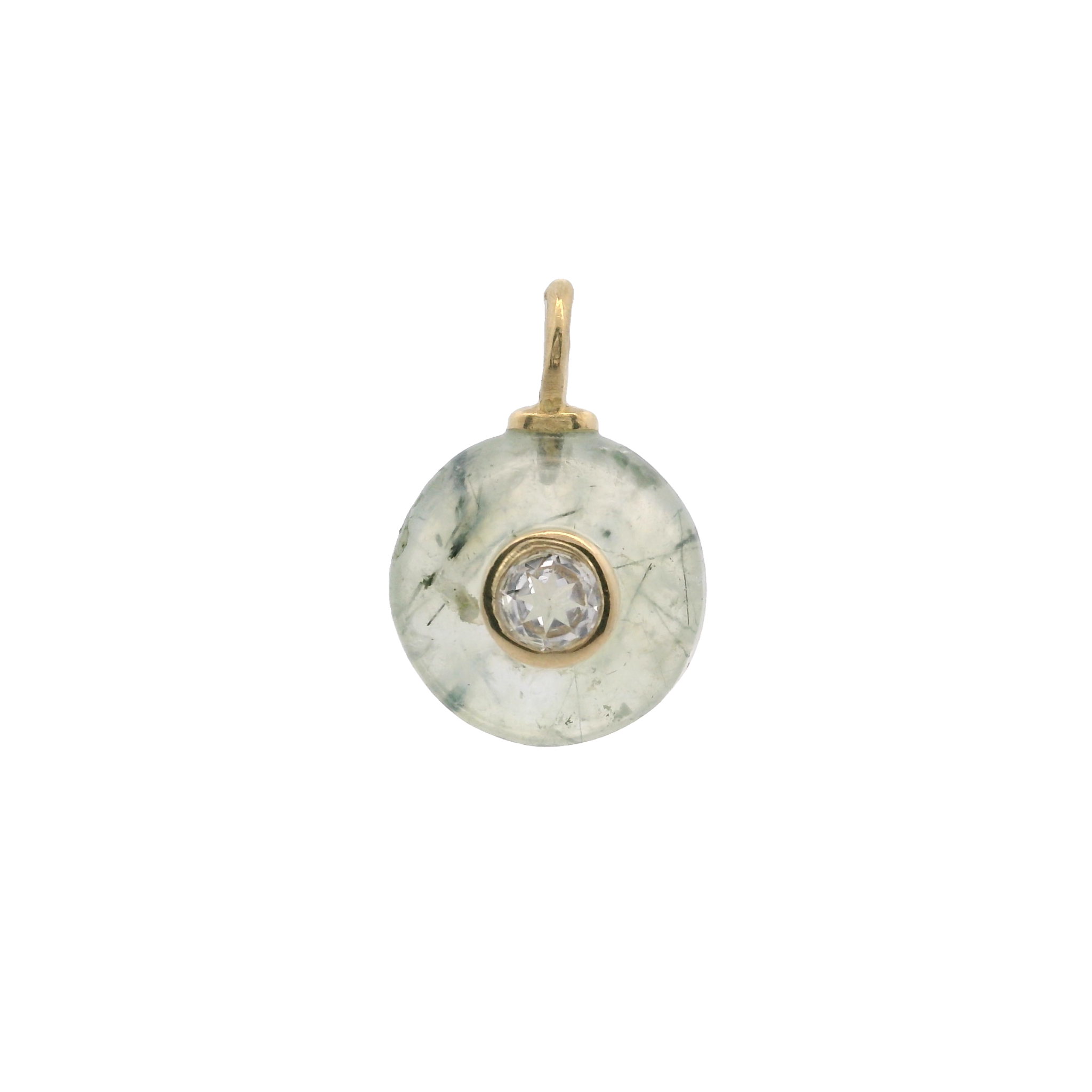 925YG ROUND CUT QUARTZ RUTILE CENTER TOPAZ WHITE CHARM
