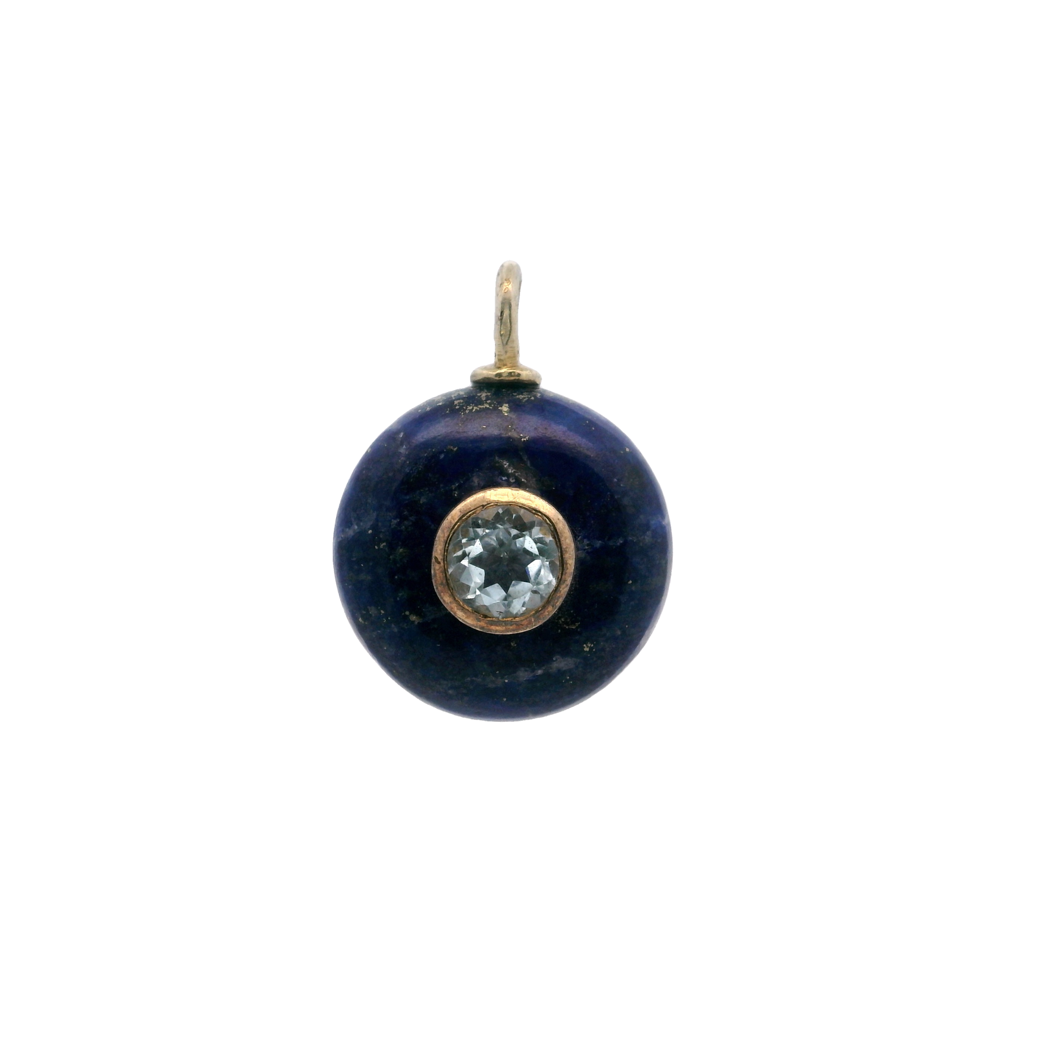 925YG ROUND CUT LAPIS LAZULI CENTER AQUAMARINE CHARM