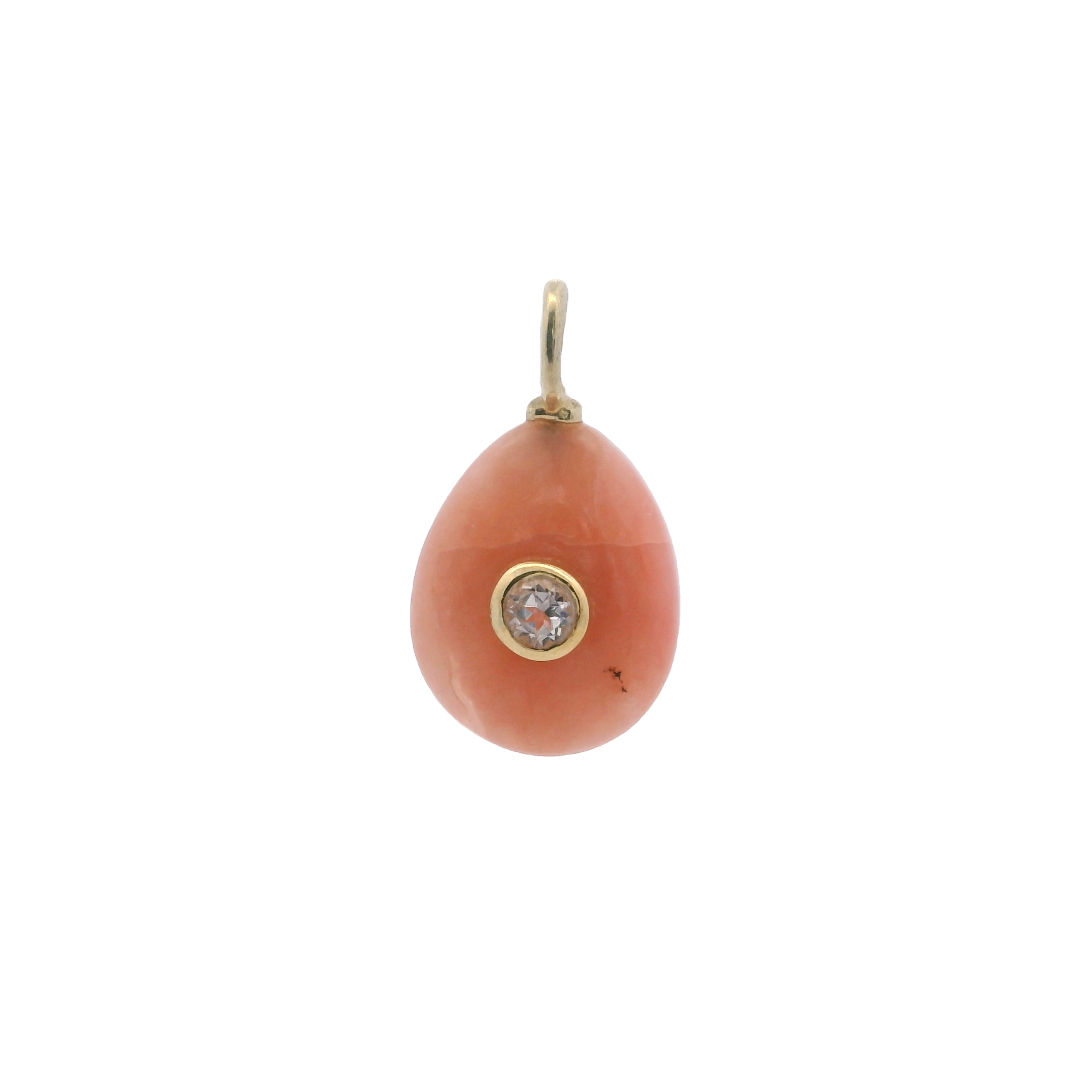 925YG DROP PINK OPAL CENTER TOPAZ WHITE CHARM