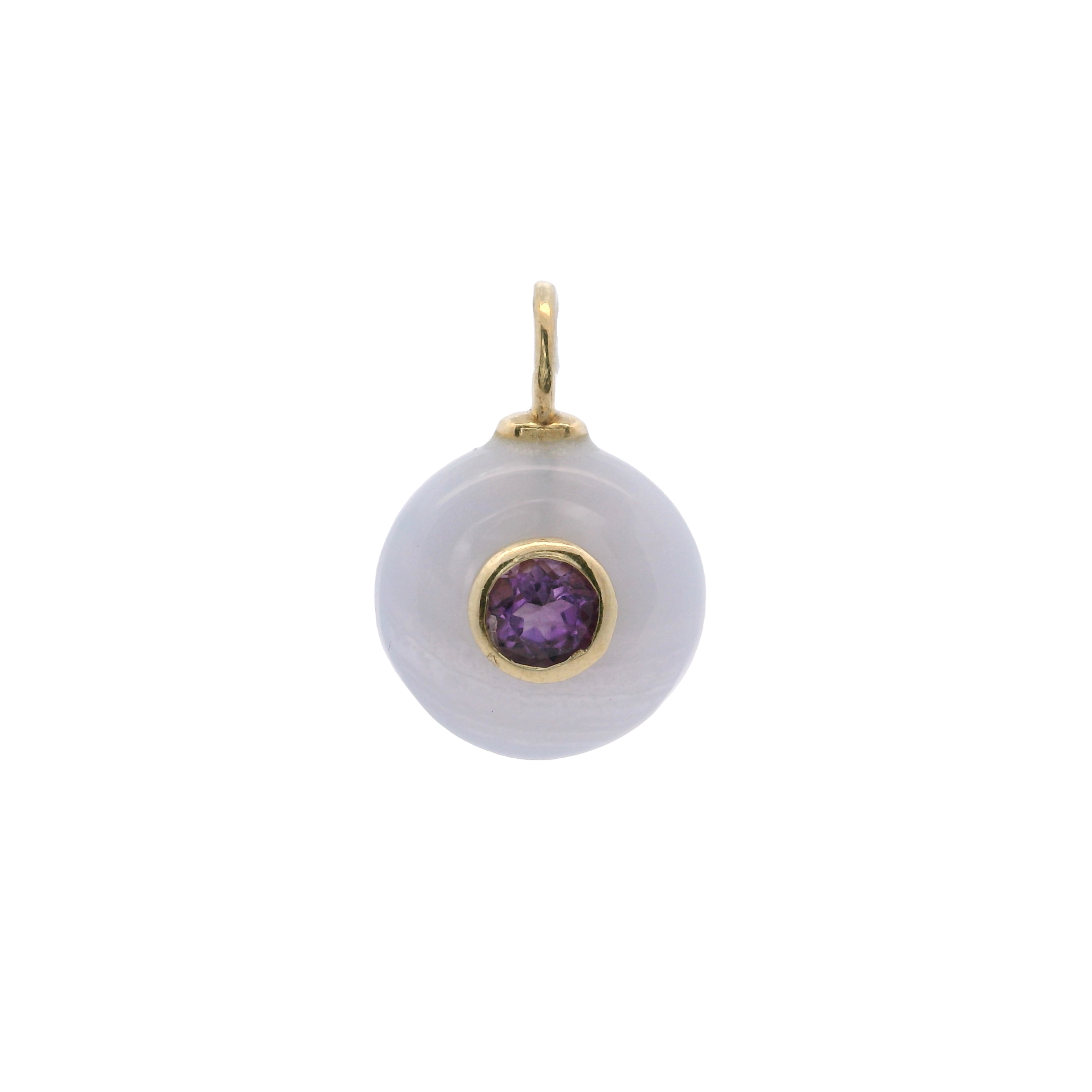 925YG ROUND CUT LACE AGATE CENTER AMETHYST CHARM