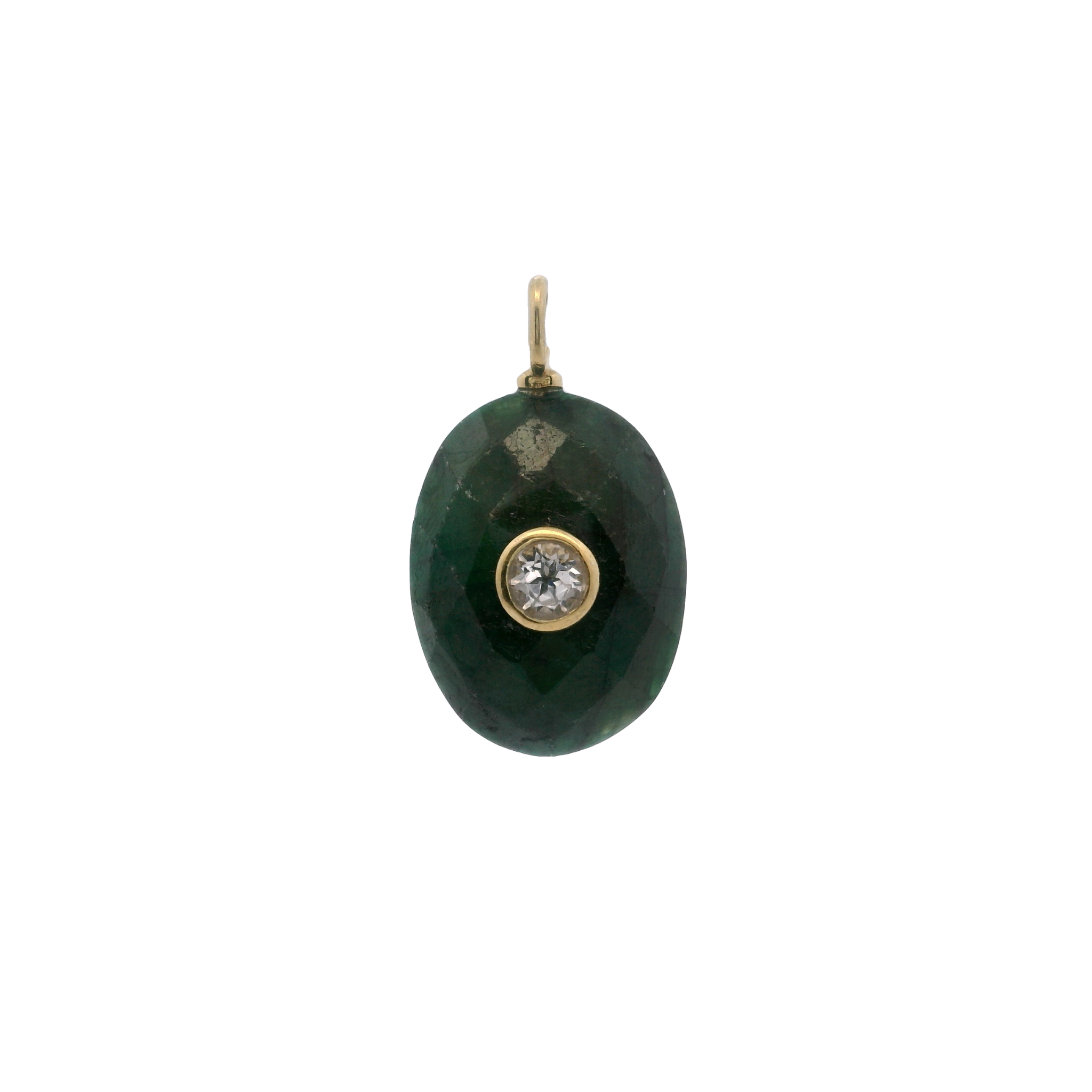 925YG DROP RAW EMERALD CENTER TOPAZ WHITE CHARM