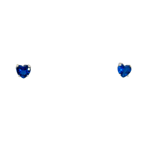 925SS SOLITARY HEART BLUE CZ EARRINGS