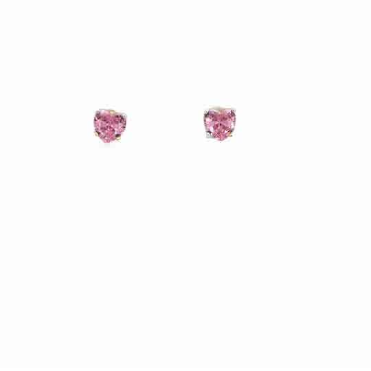 925SS SOLITARY HEART PINK CZ EARRINGS