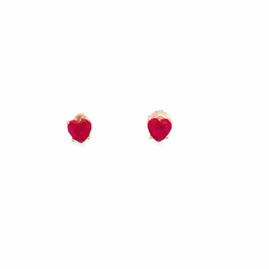 925RG SOLITARY HEART PINKISH RED CZ EARRINGS