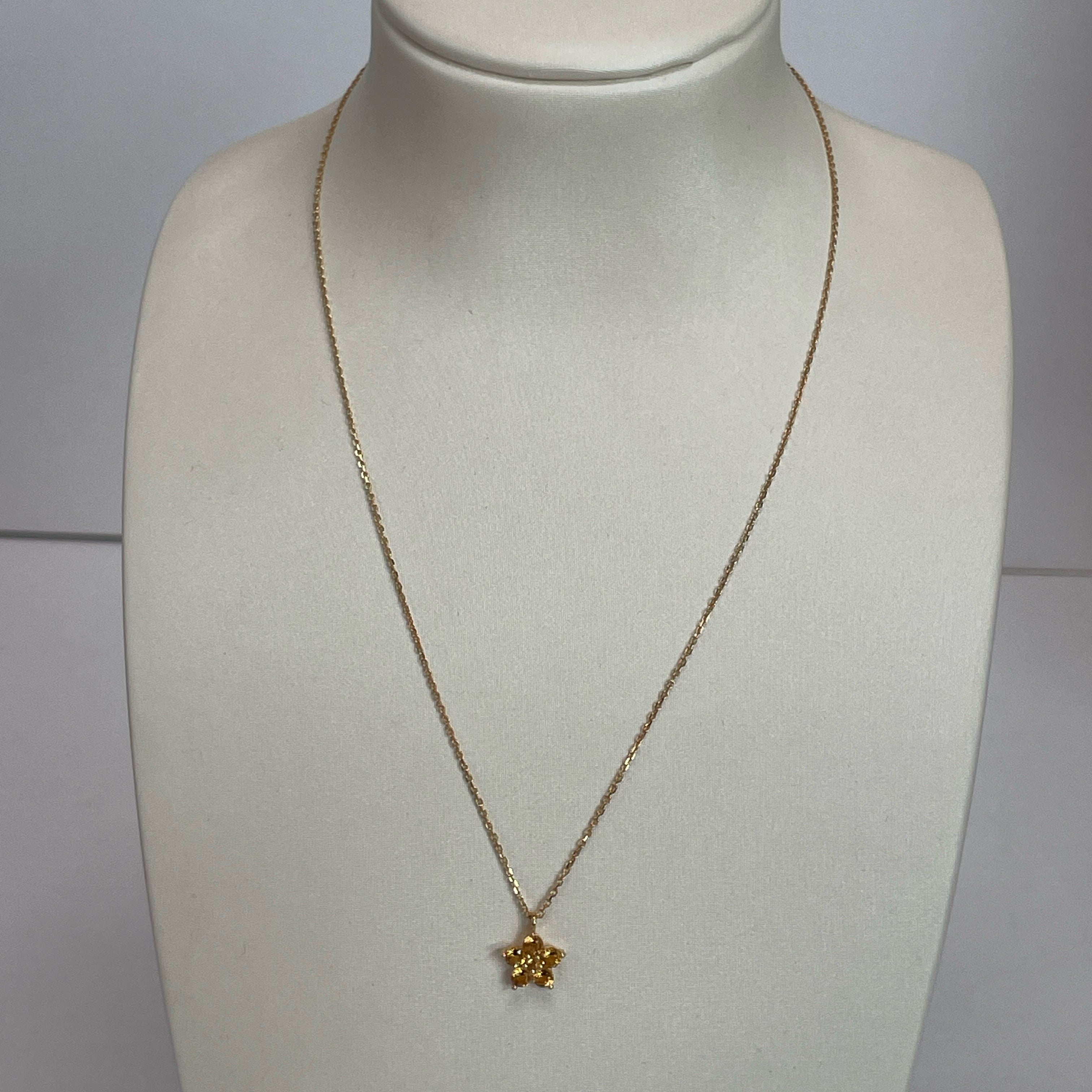 925YG FLOWER 9MM CITRINE DARK CENTER CITRINE NECKLACE