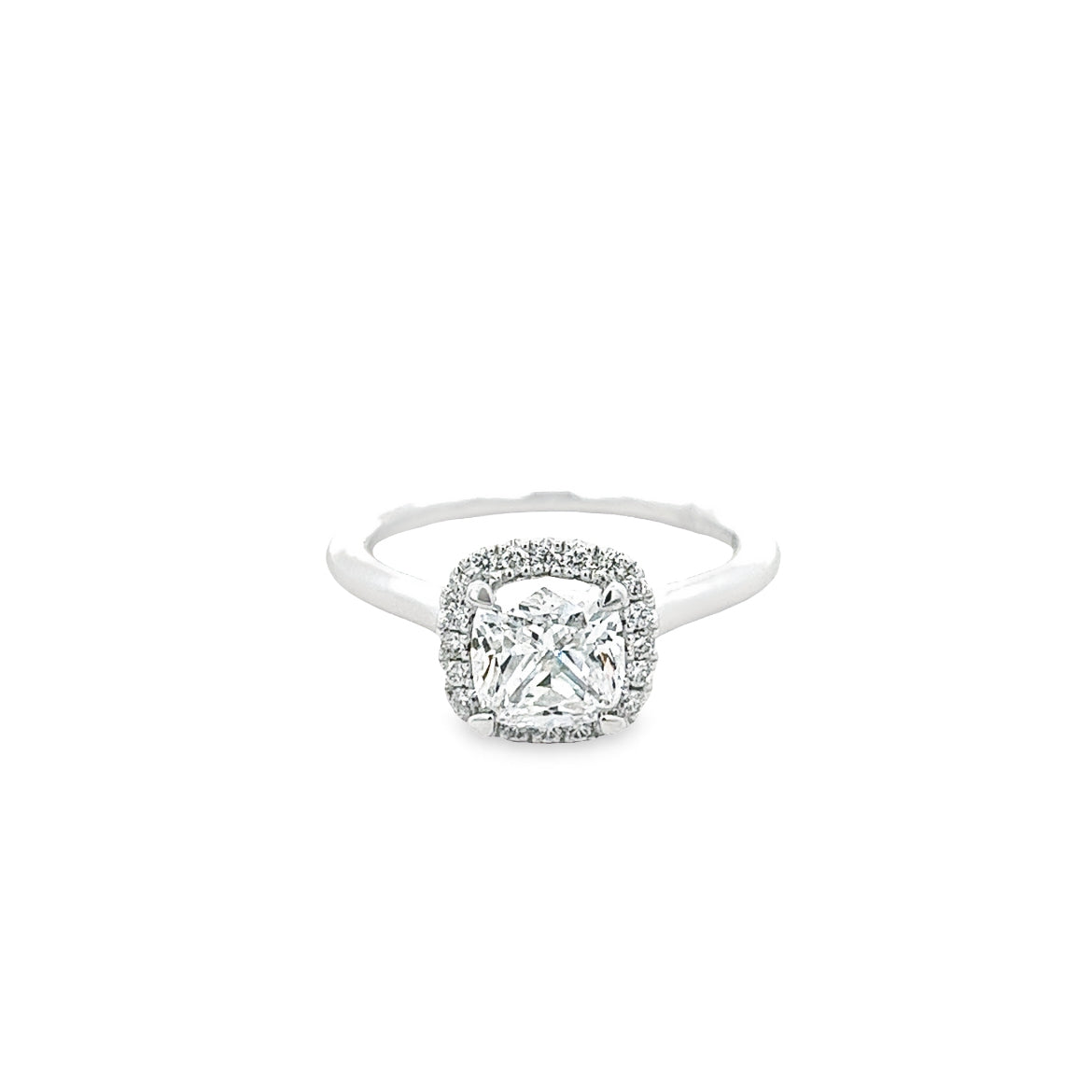 D0.19CT 14KW MONTURA CUSHION HALO T6.5 DC 1.50CT CU