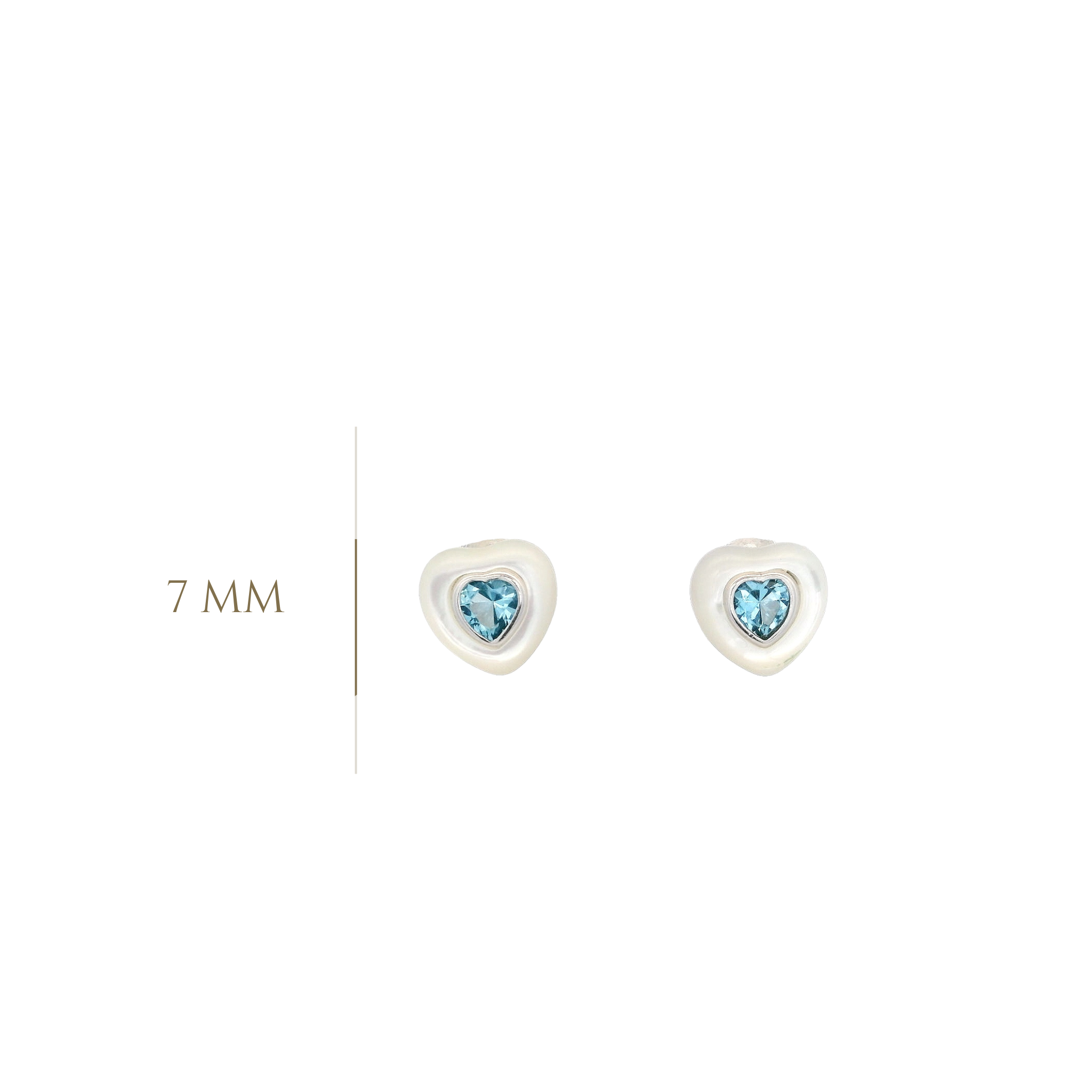 925SS HEART SKY BLUE CZ AND SHELL PEARL EARRINGS
