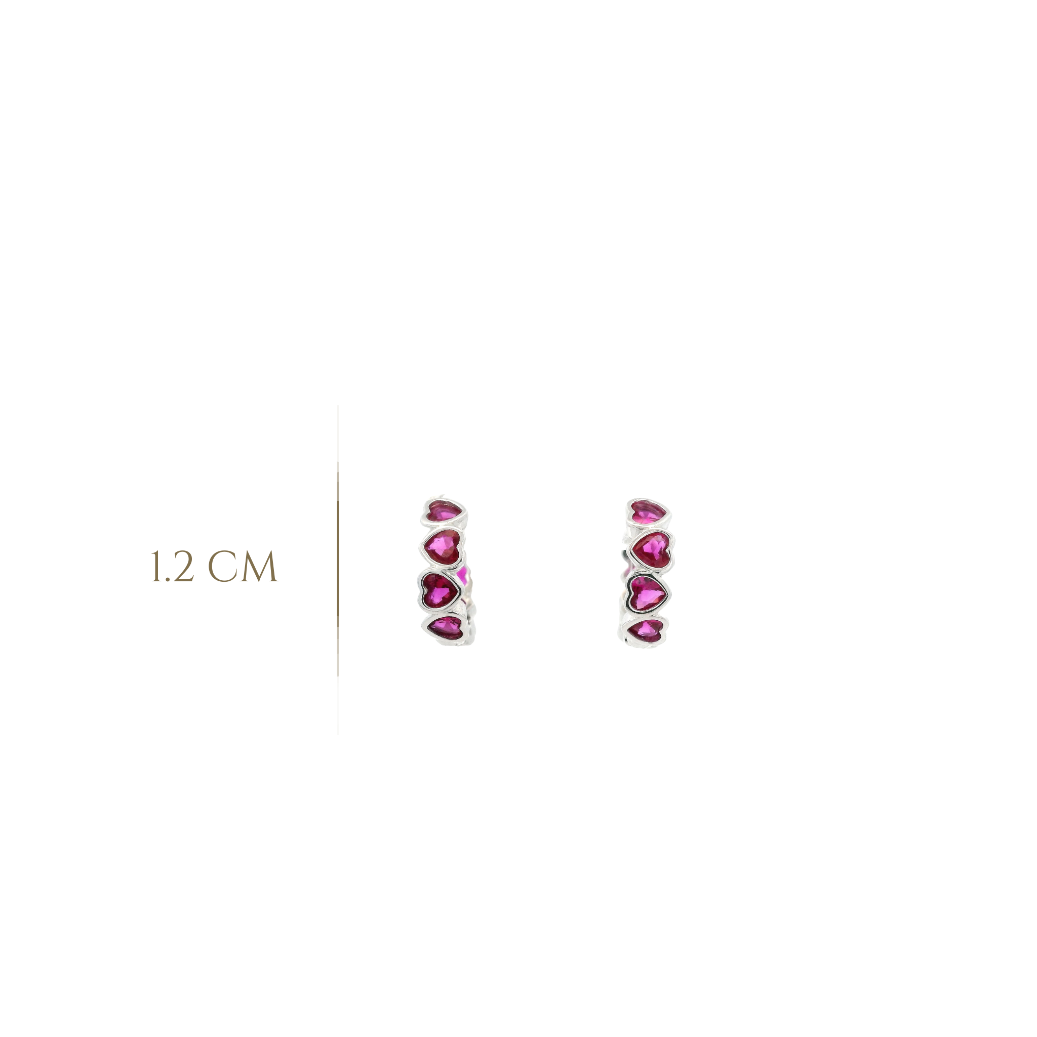 925SS BAZEL MINI HEARTS PINK CZ HUGGIES