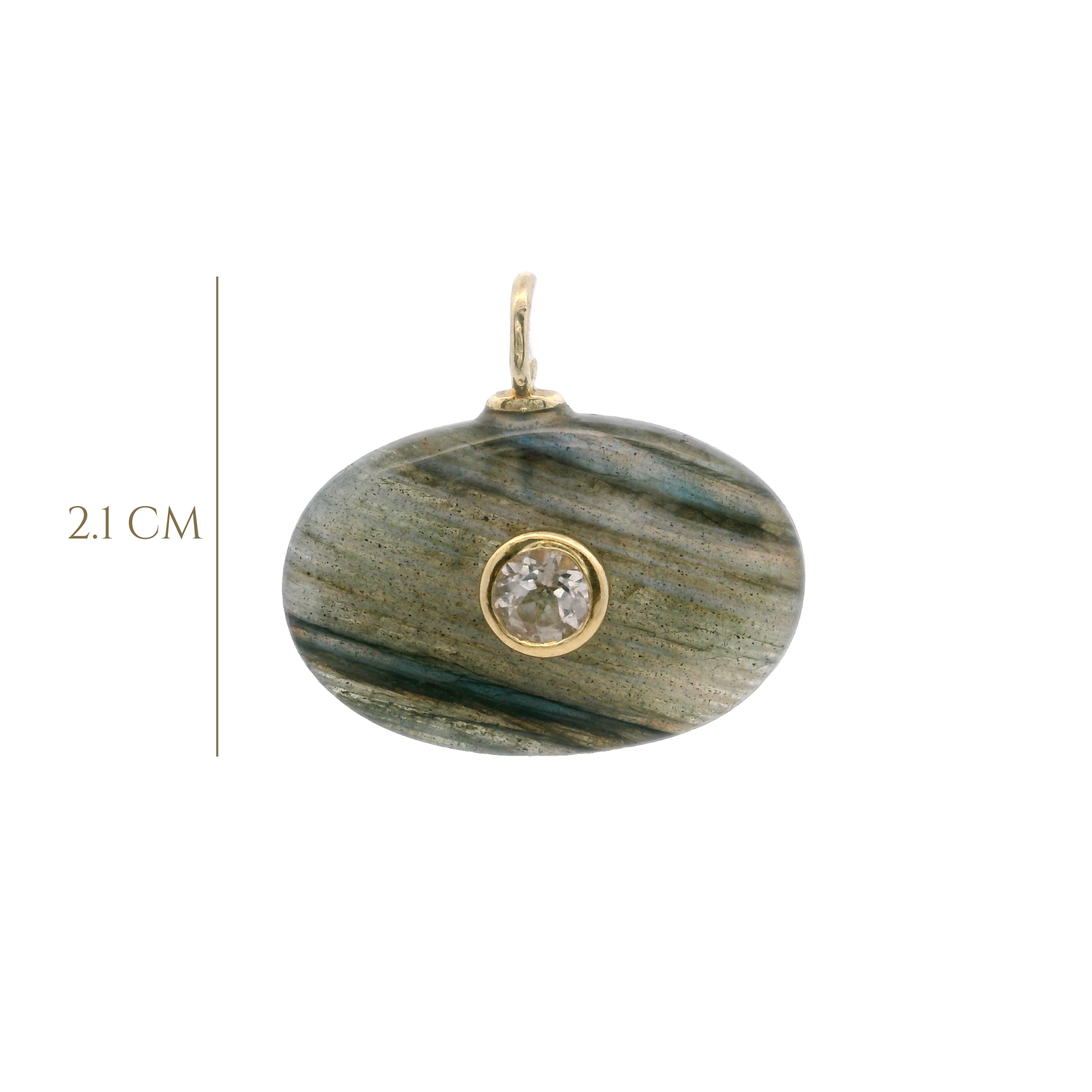 925YG OVAL LABRADORITE CENTER TOPAZ WHITE CHARM