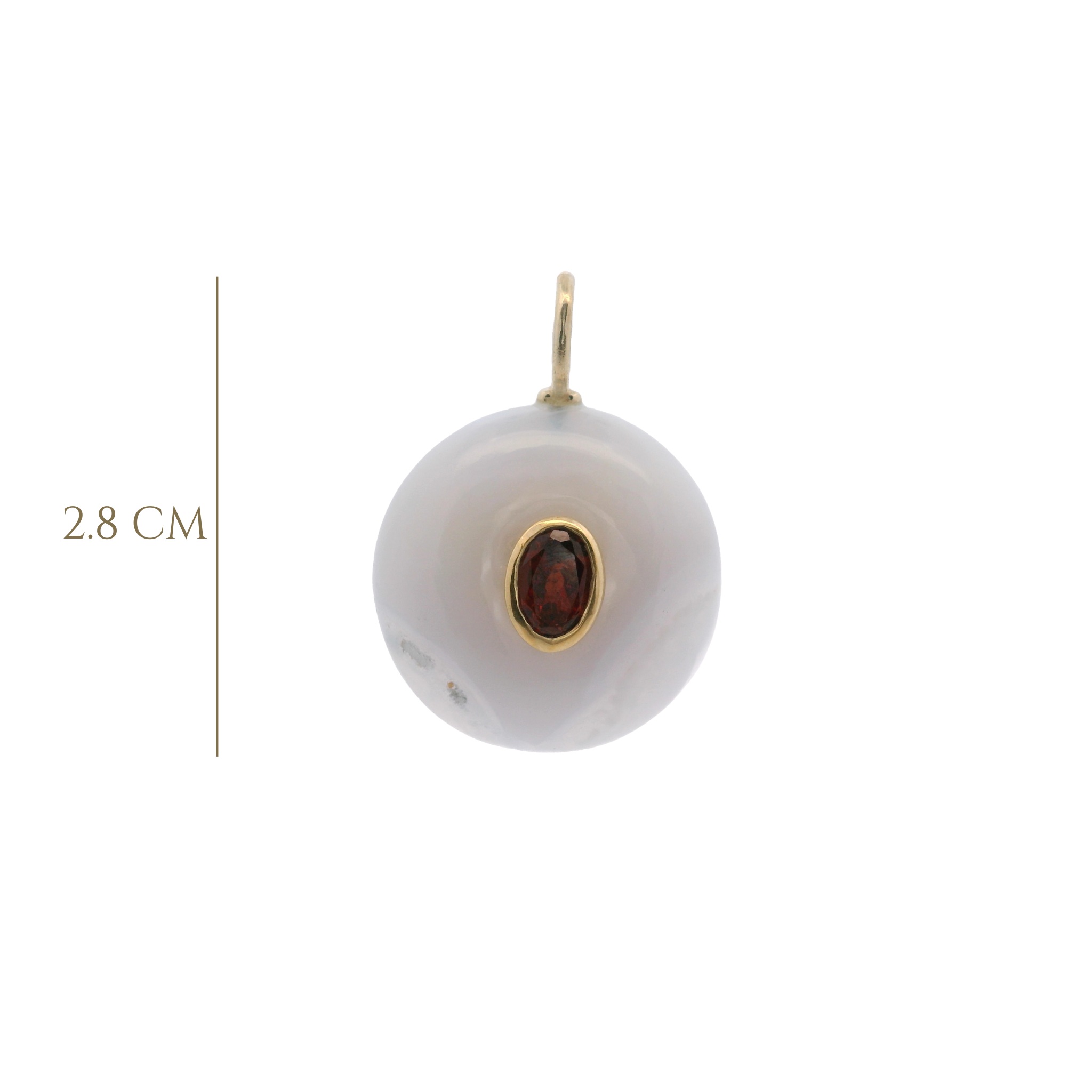 925YG ROUND CUT LACE BLUE AGATE CENTER GARNET CHARM