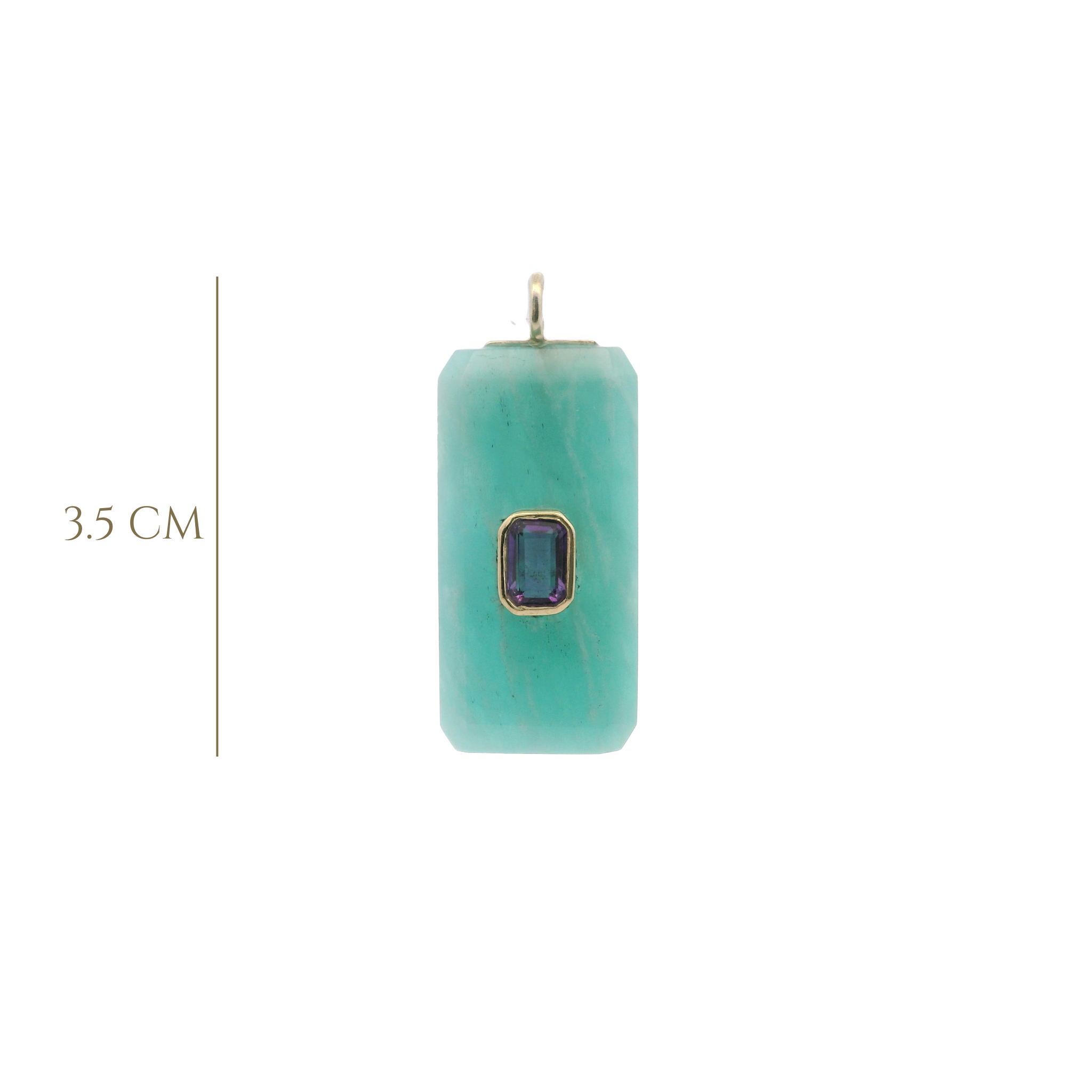 925YG BAGUETTE AMAZONITE CENTER TOPAZ WHITE CHARM