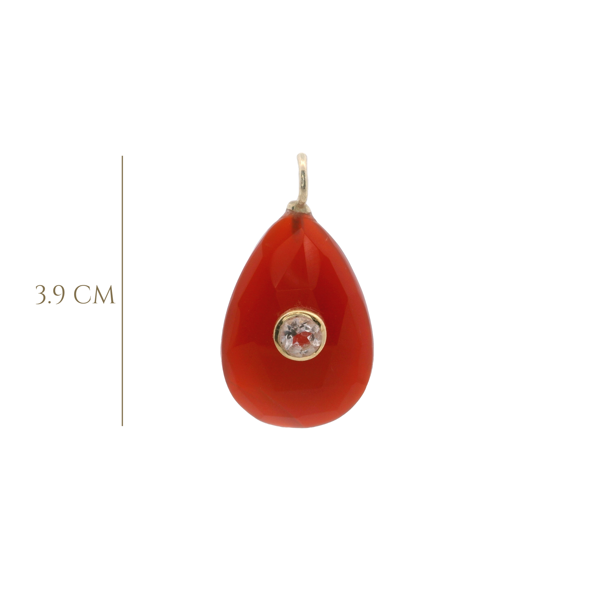 925YG DROP CARNELIAN CENTER TOPAZ WHITE CHARM