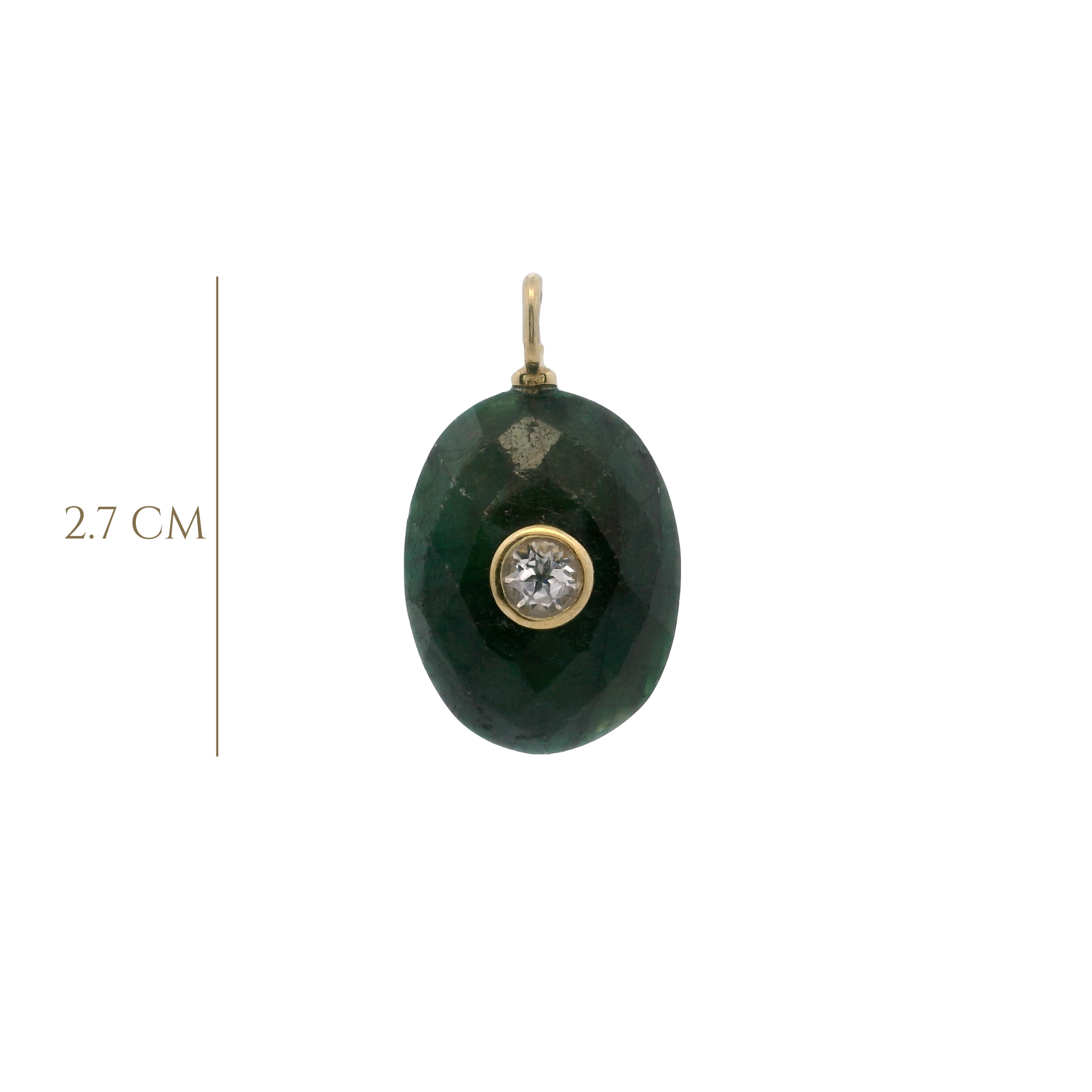 925YG DROP RAW EMERALD CENTER TOPAZ WHITE CHARM