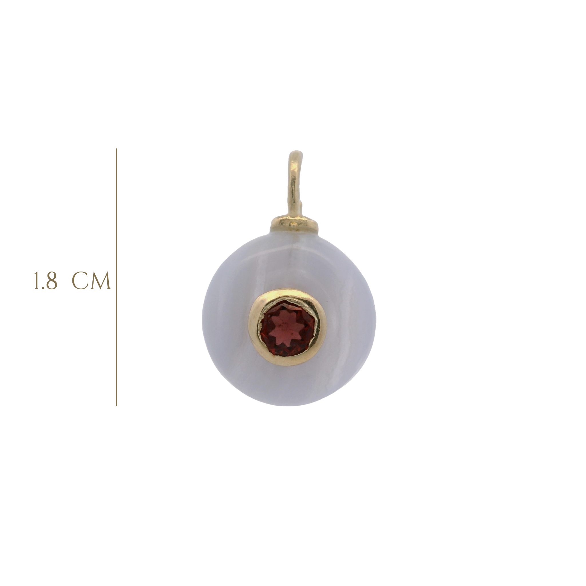925YG ROUND CUT LACE AGATE CENTER GARNET CHARM