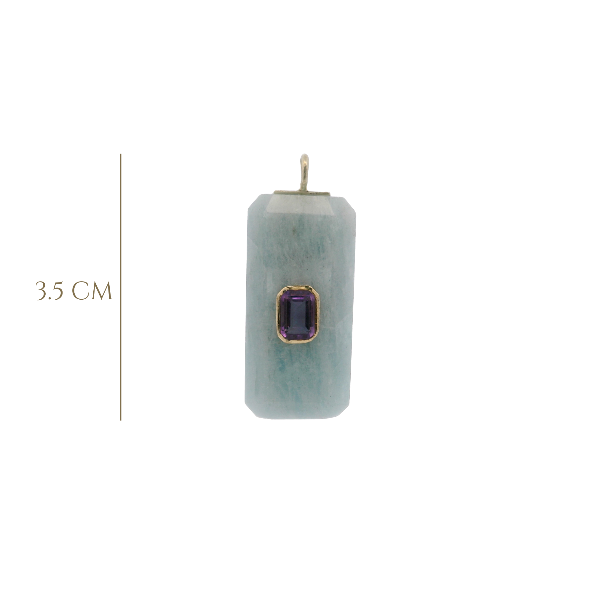 925YG BAGUETTE AQUAMARINE CENTER AMETHYST CHARM