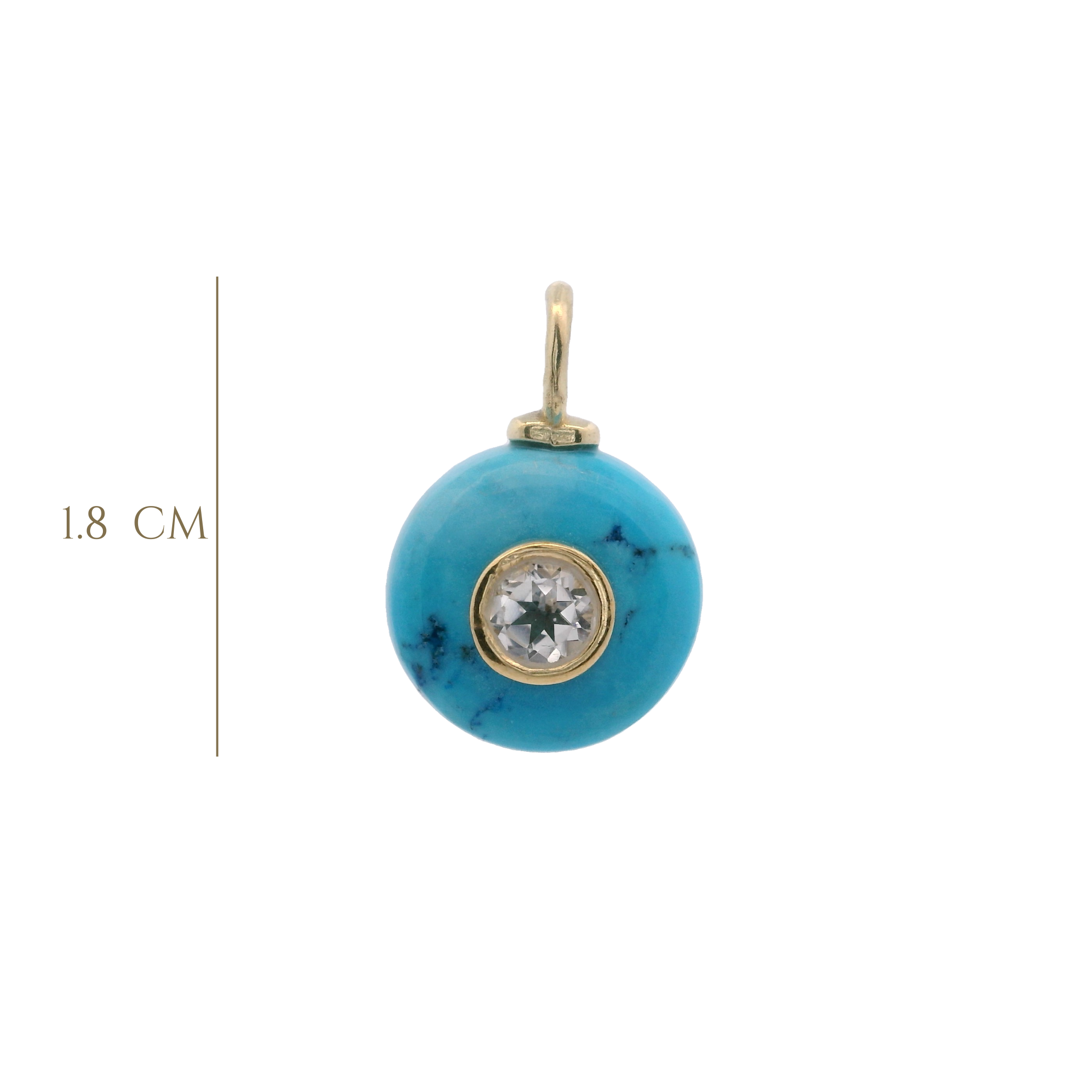 925YG ROUND CUT TURQUOISE CENTER TOPAZ WHITE CHARM