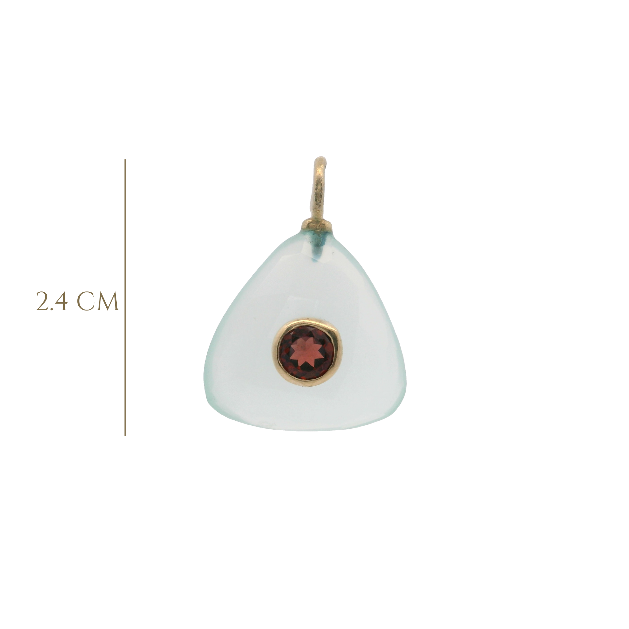 925YG TRIANGLE CHALCEDONY CENTER GARNET CHARM