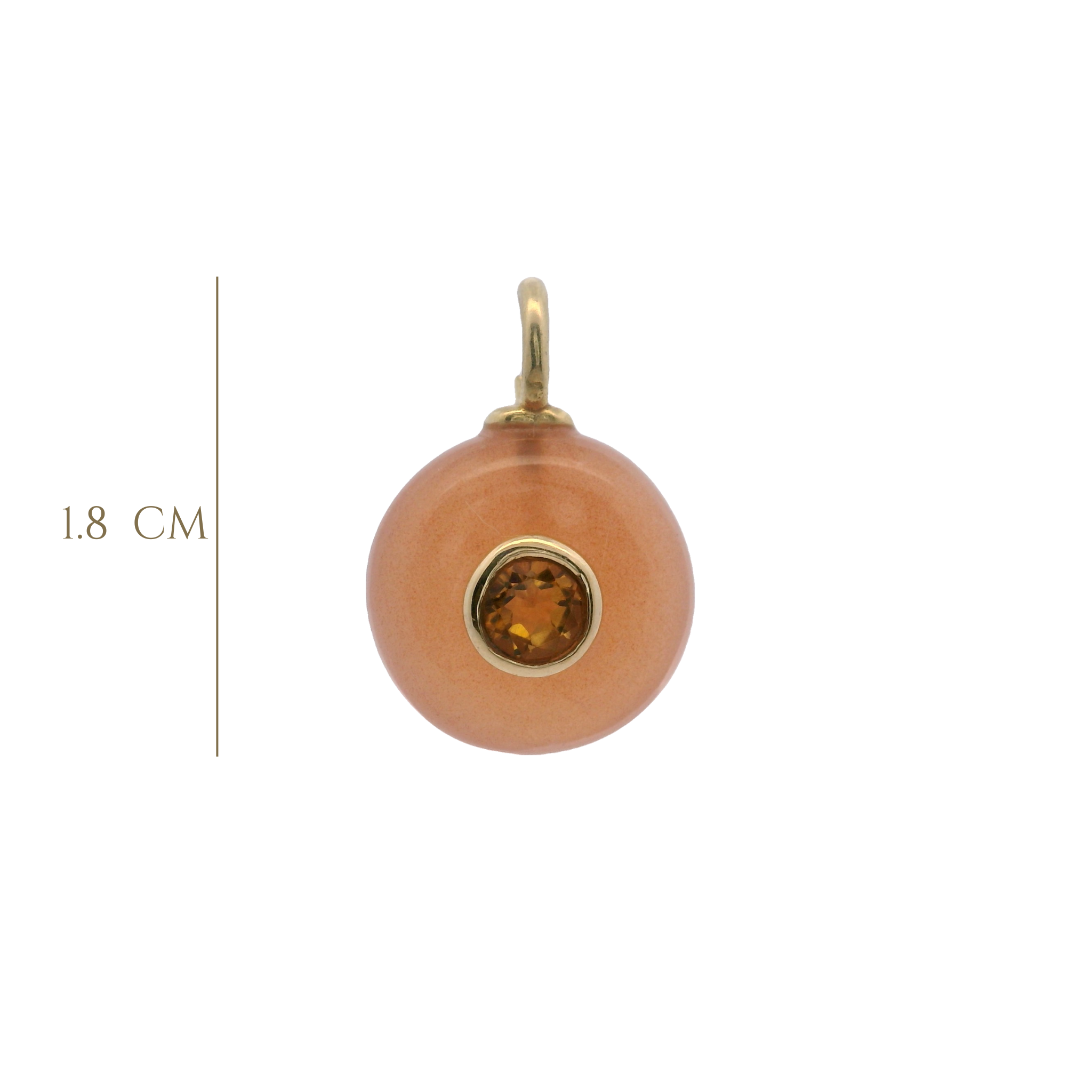 925YG ROUND CUT SUNSTONE CENTER CITRINE CHARM