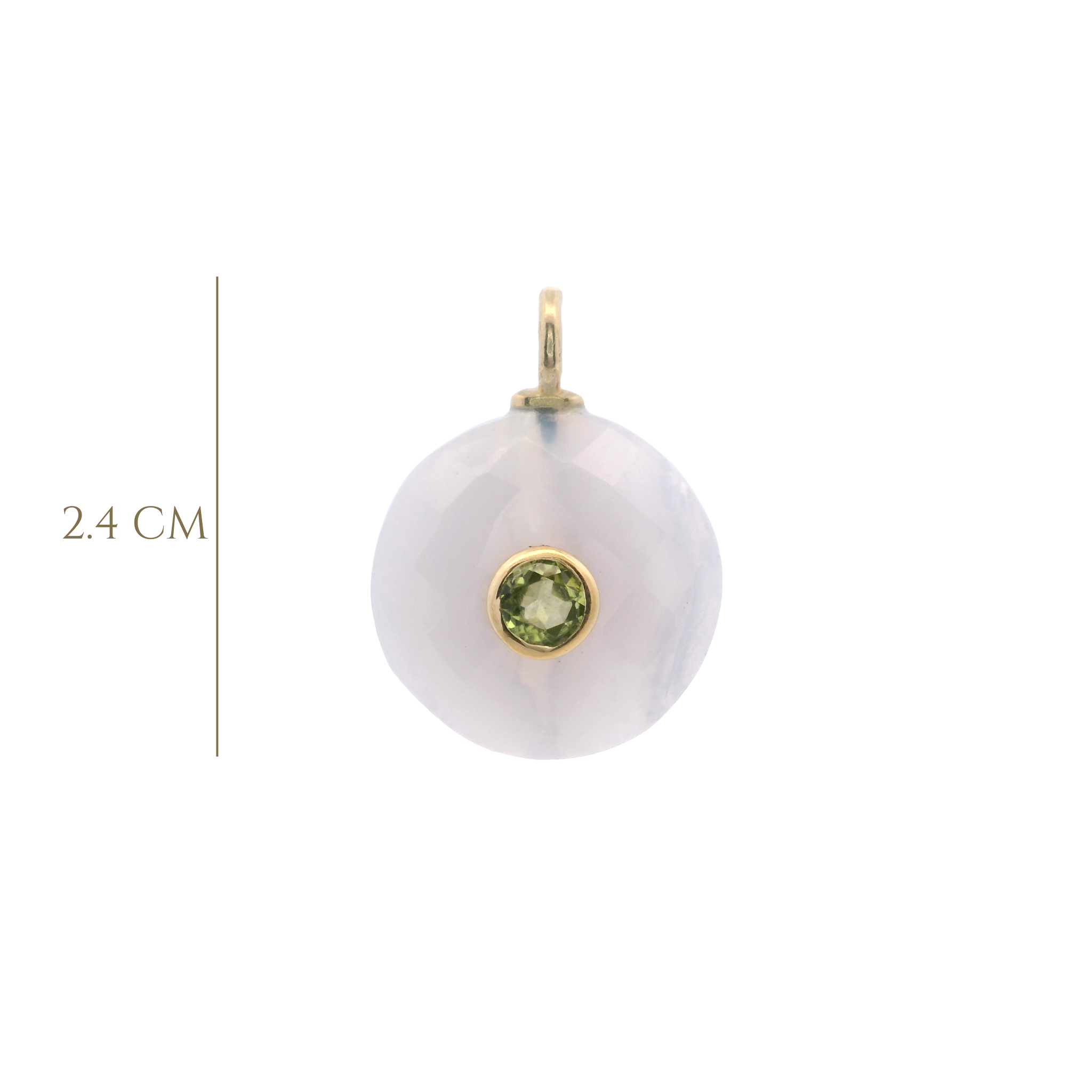 925YG ROUND CUT LACE AGATE CENTER PERIDOT CHARM