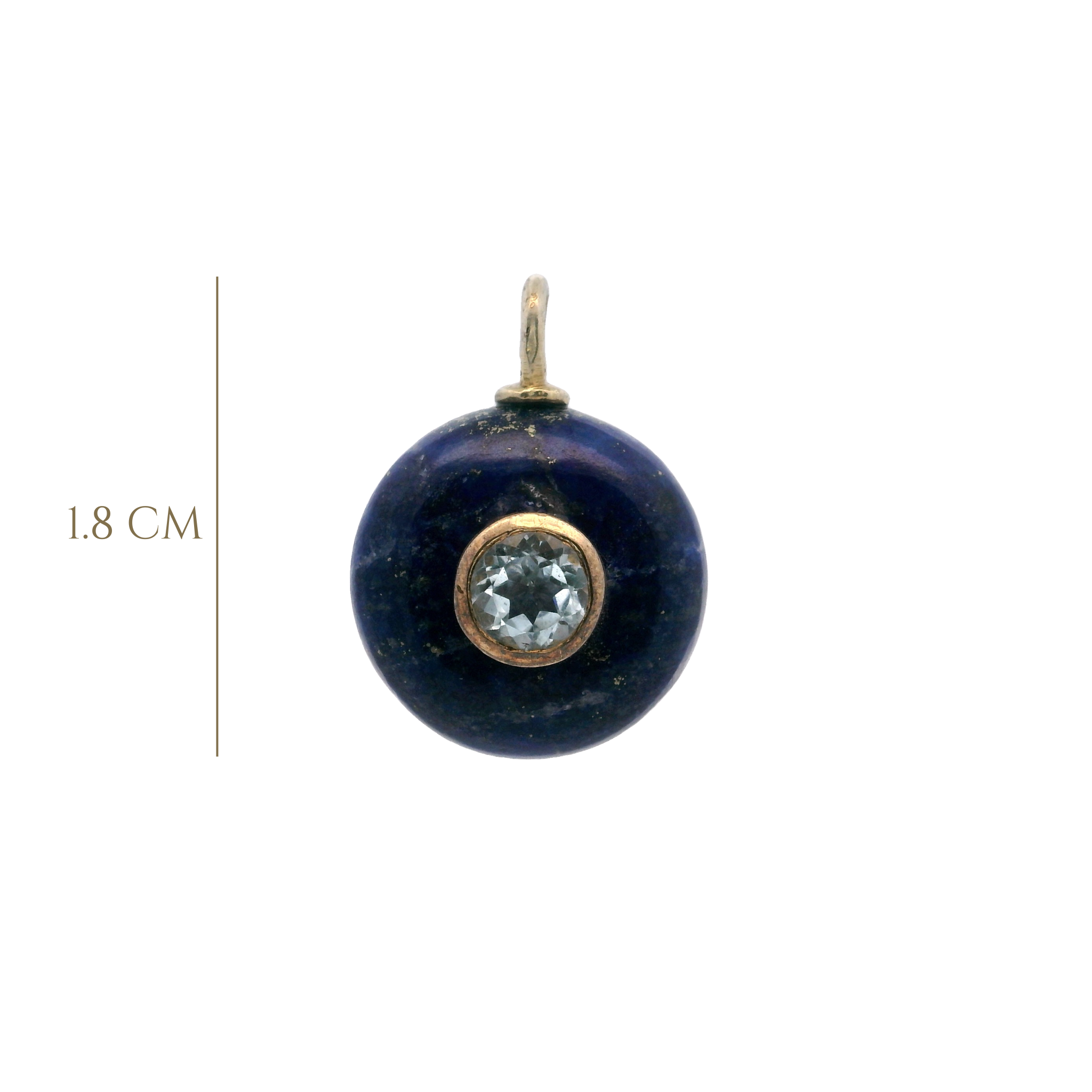 925YG ROUND CUT LAPIS LAZULI CENTER AQUAMARINE CHARM