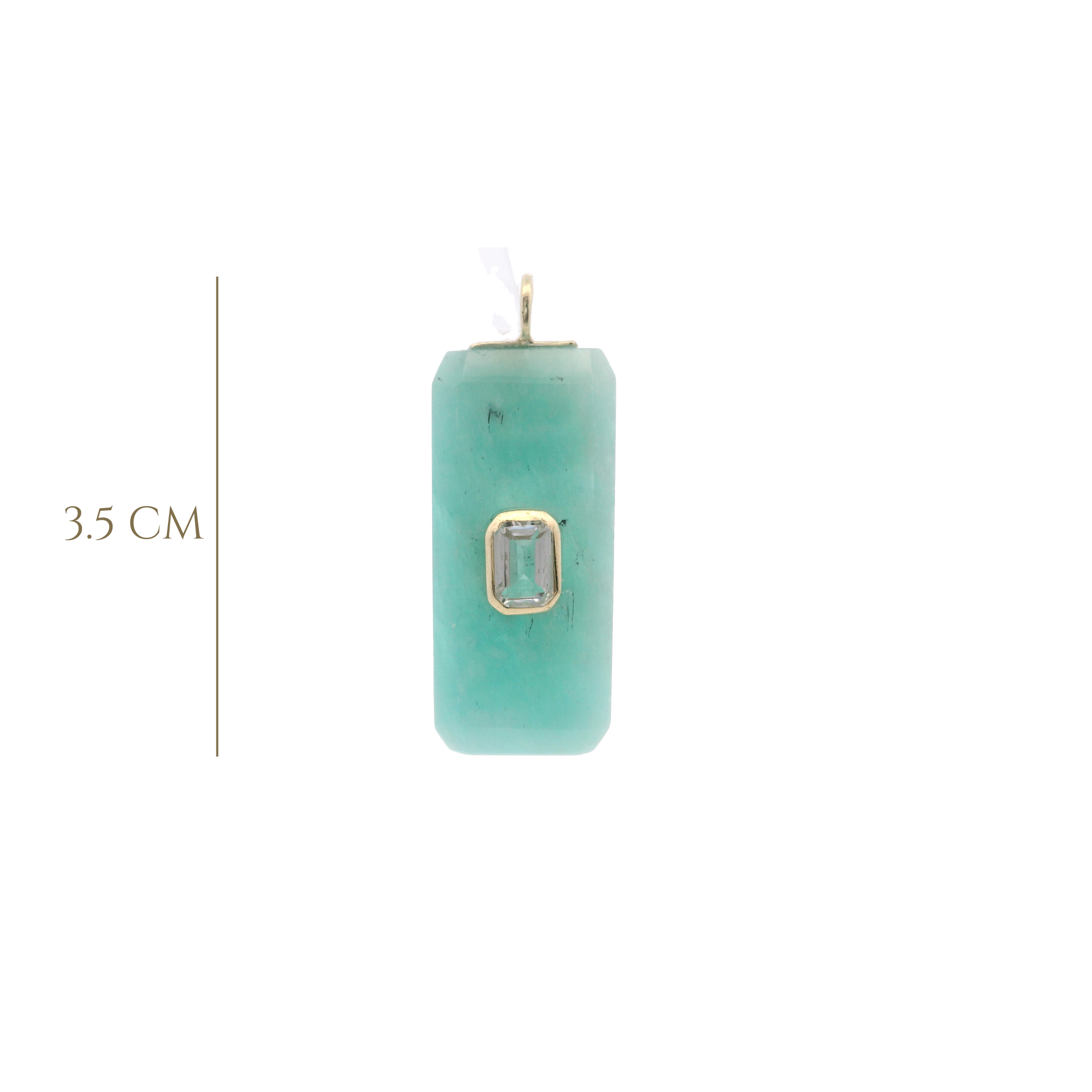 925YG BAGUETTE AMAZONITE CENTER TOPAZ WHITE CHARM