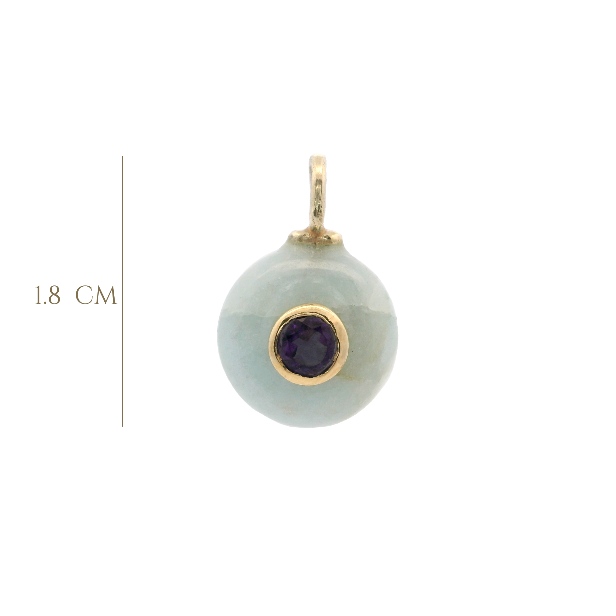 925YG ROUND CUT AQUAMARINE CENTER AMETHYST CHARM