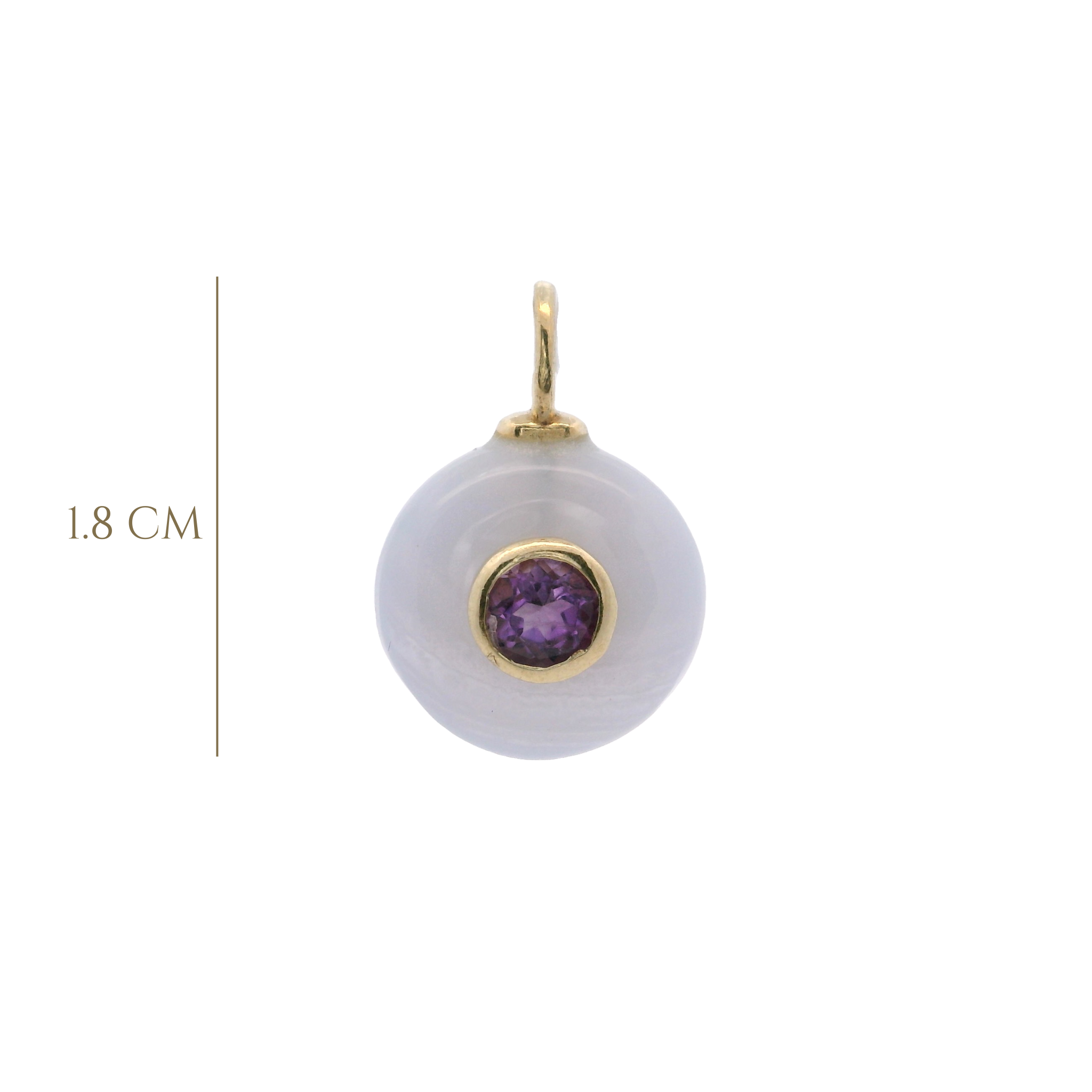 925YG ROUND CUT LACE AGATE CENTER AMETHYST CHARM