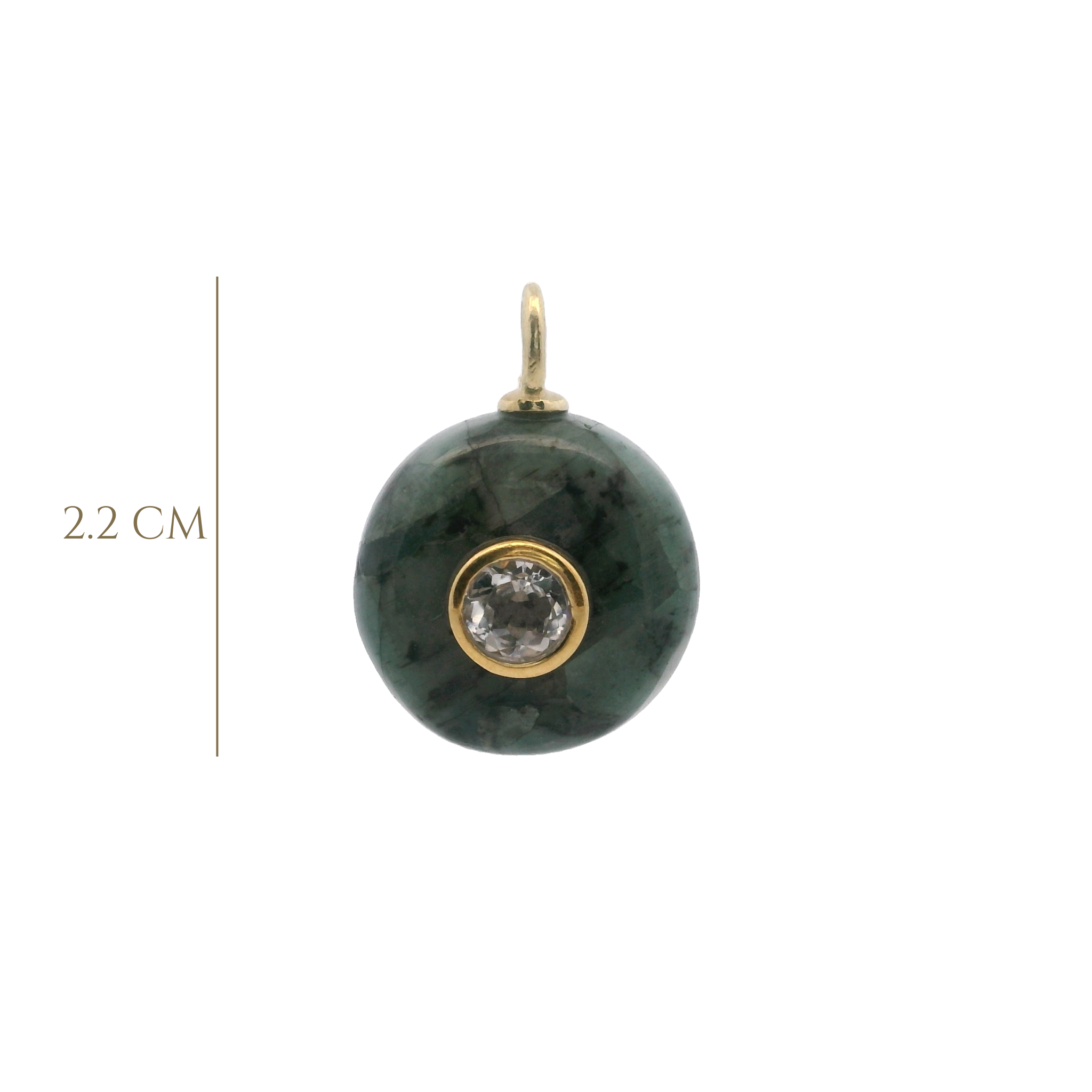 925YG ROUND CUT RAW EMERALD CENTER TOPAZ WHITE CHARM