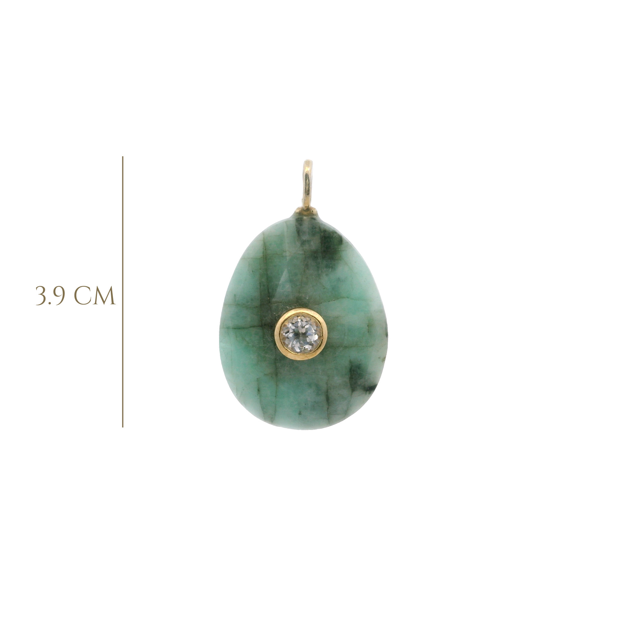 925YG DROP RAW EMERALD CENTER TOPAZ WHITE CHARM