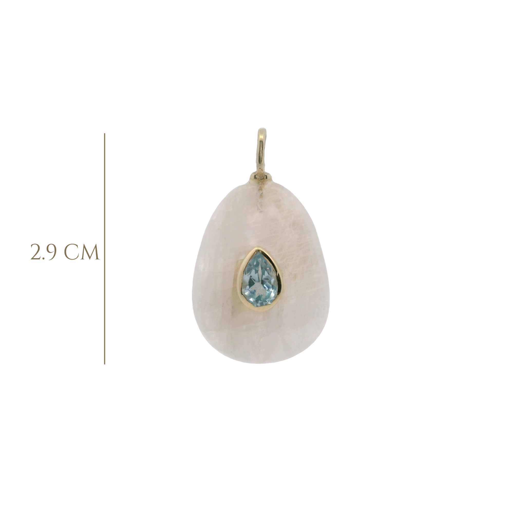 925YG DROP MOOSTONE CENTER TOPAZ BLUE CHARM