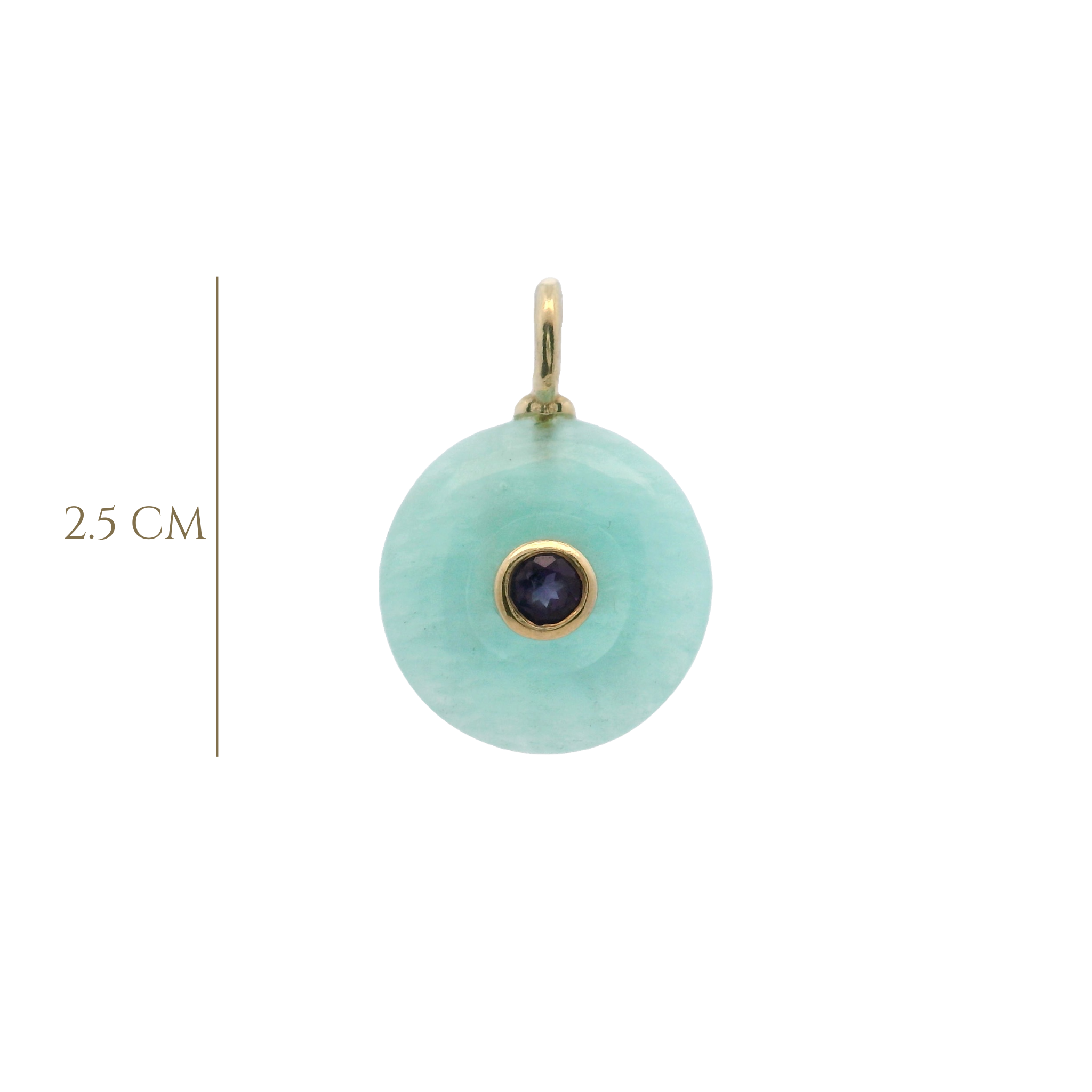 925YG ROUND CUT AMAZONITE CENTER AMETHYST CHARM